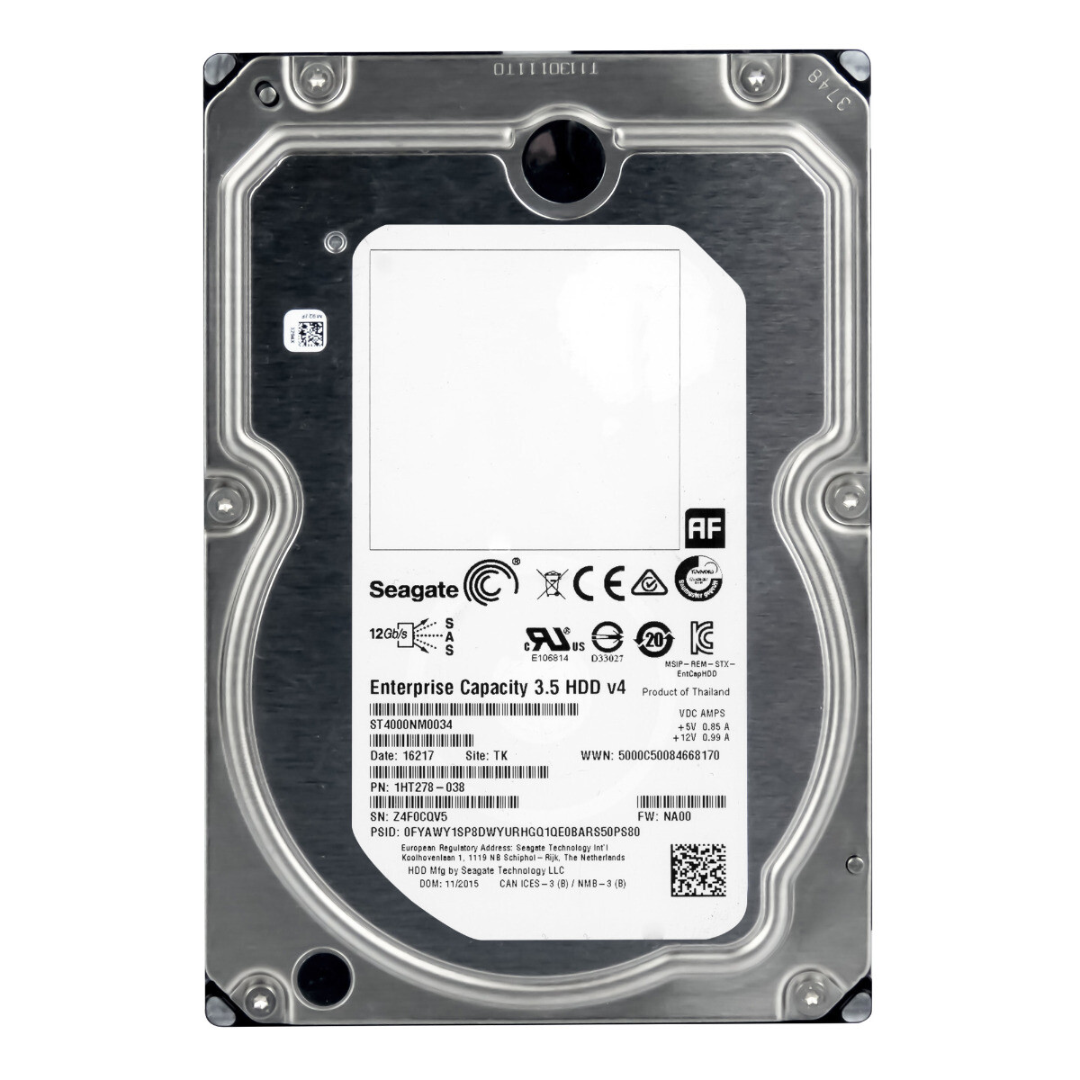 SEAGATE ST4000NM0034 4TB 7.2K 128MB SAS-3 3.5'' ENTERPRISE CAPACITY V4