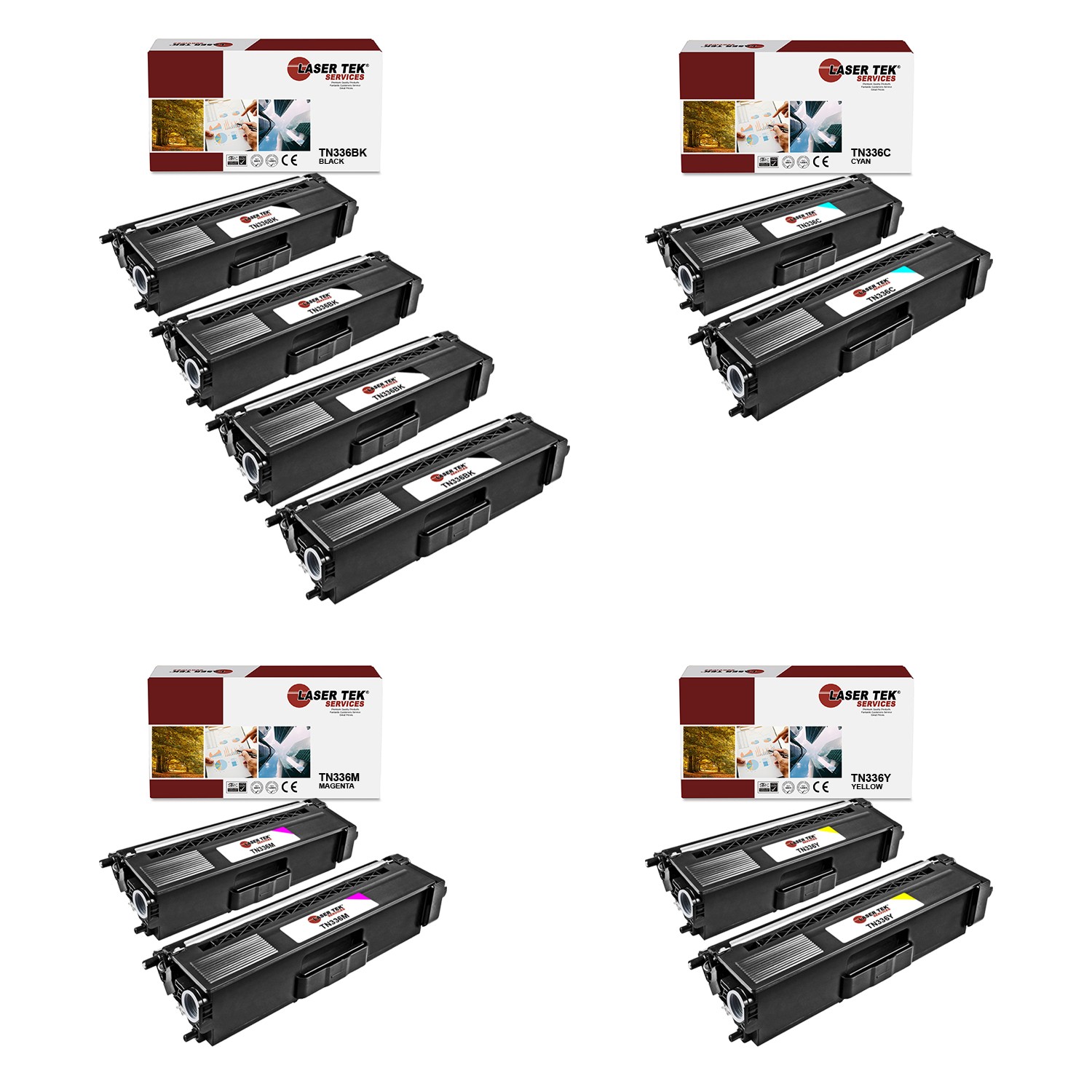 10Pk LTS TN-336 BCMY Hi-Yield Compatible for Brother HLL8250CDN L8350CDW Toner