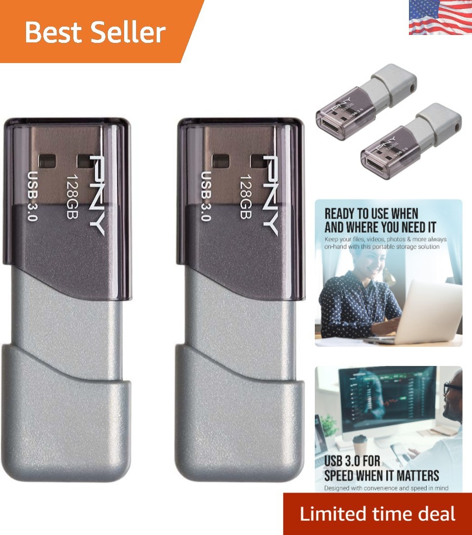 Ultra-Lightweight 128GB USB 3.0 Flash Drive 2-Pack - Perfect for Data Transfer