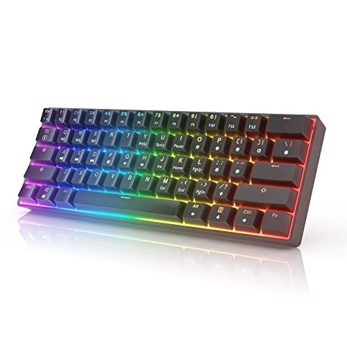 61 Key Mechanical Keyboard, RGB Backlit, Wired, Tactile Switches, Black