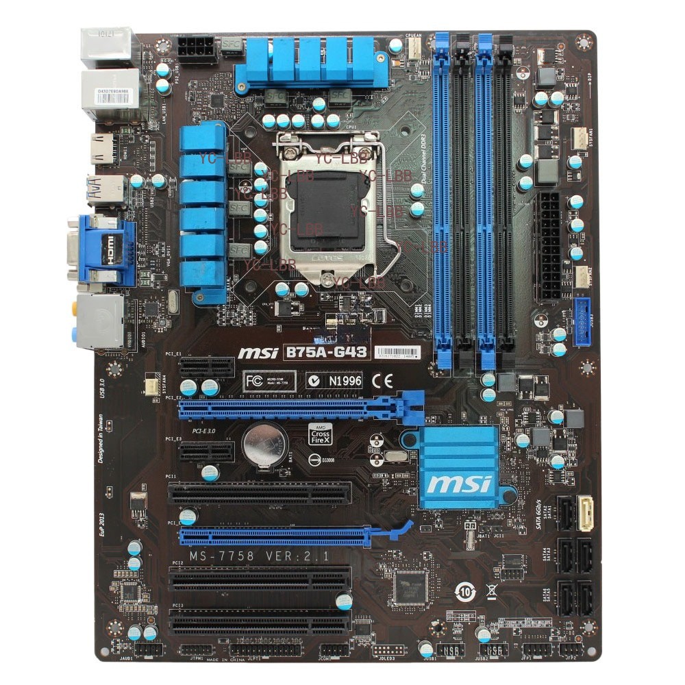 Intel B75 LGA 1155 Socket Motherboard for MSI B75A-G43 MS-7758