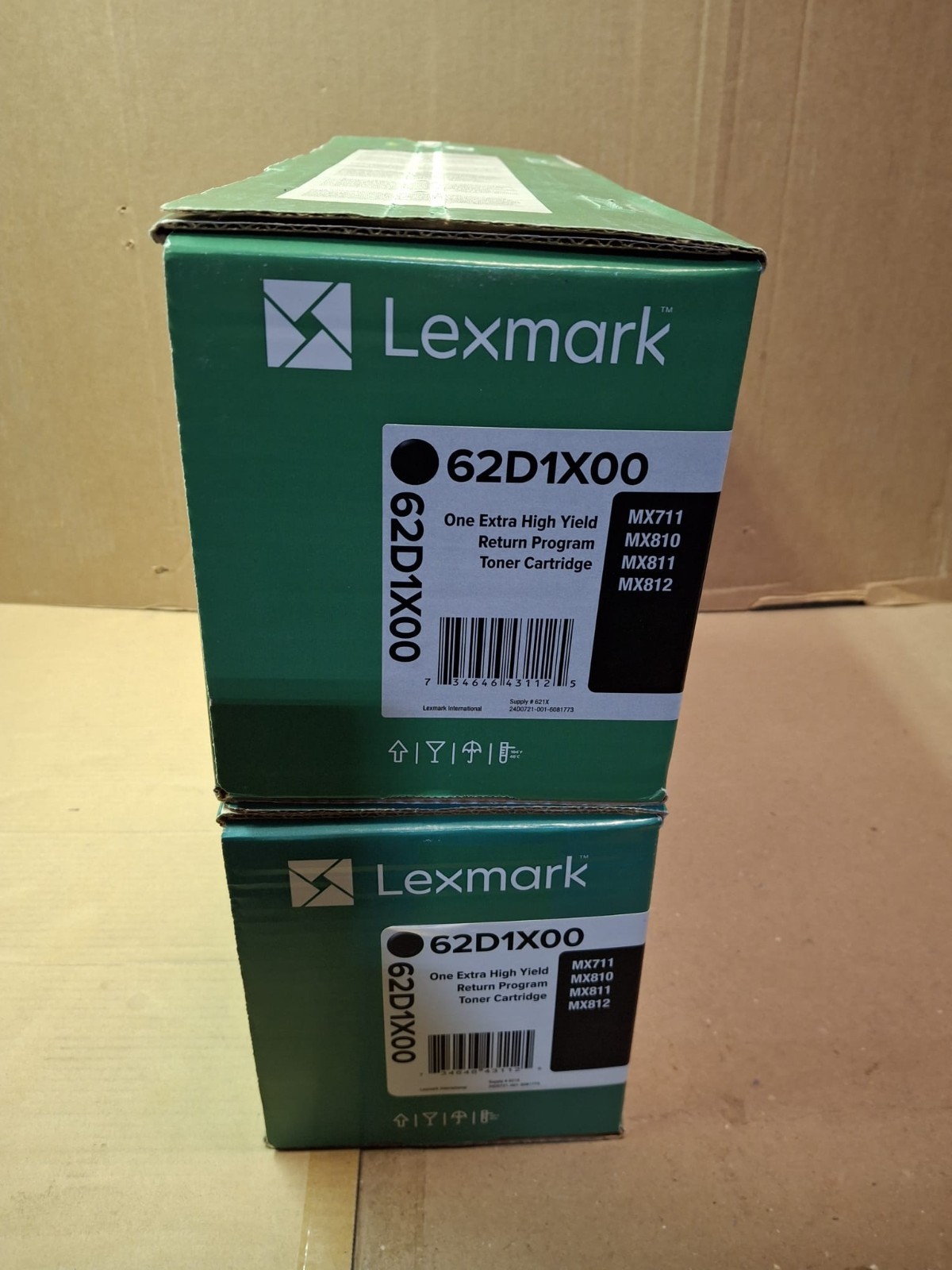 LOT OF 2 Genuine LEXMARK 62D1X00 Toner Cartridge BRAND NEW