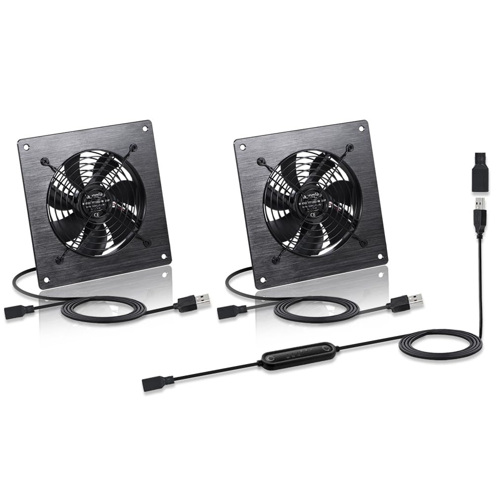 Dual 120Mm USB/DC Silent Cooling Fan - 5V/12V Dual Voltage, 6-Inch, 6-Speed Adju