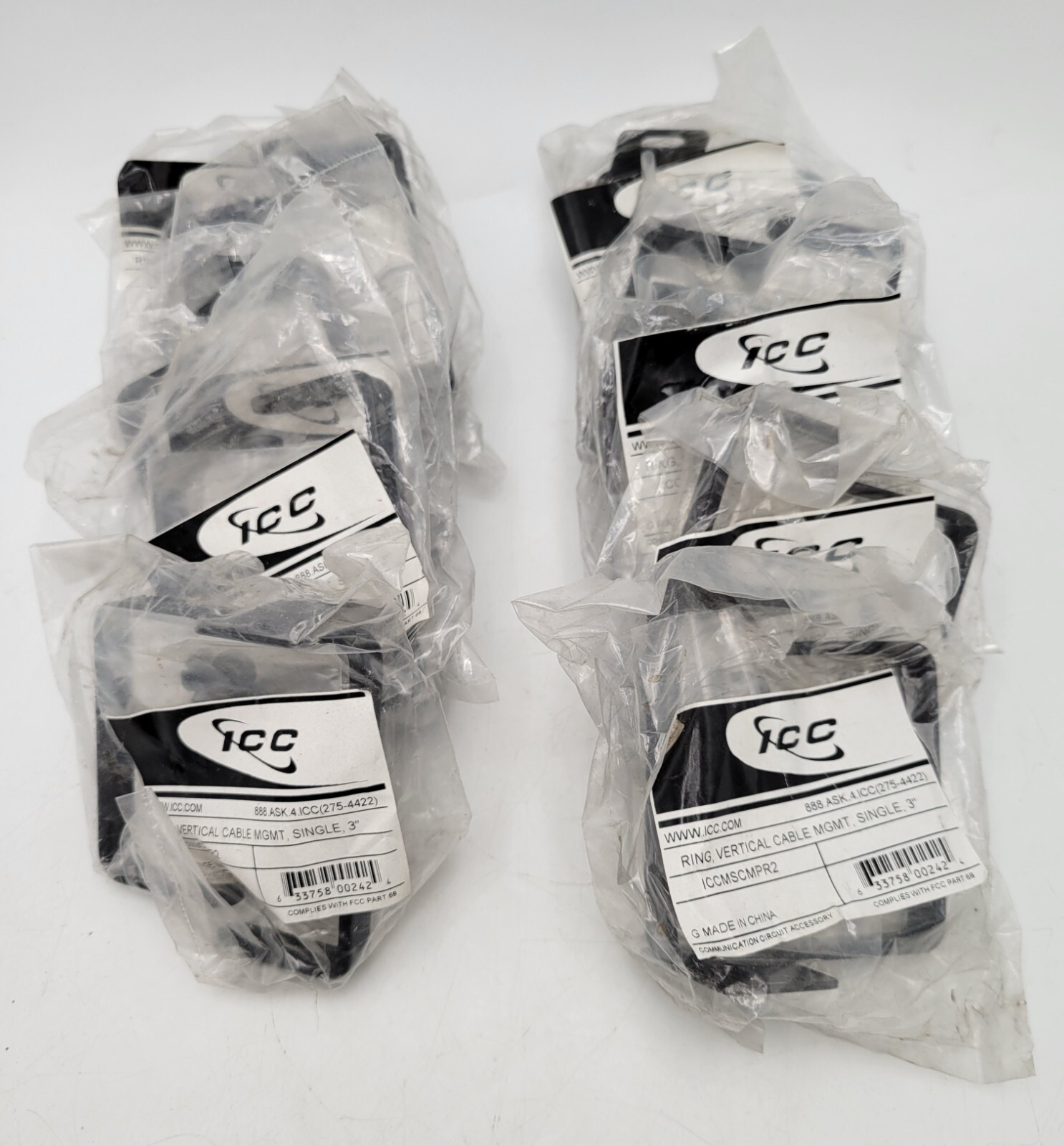 10Pc ICC ICCMSCMPR2 3" Single Cable Vertical Management Ring Black #10-Screw