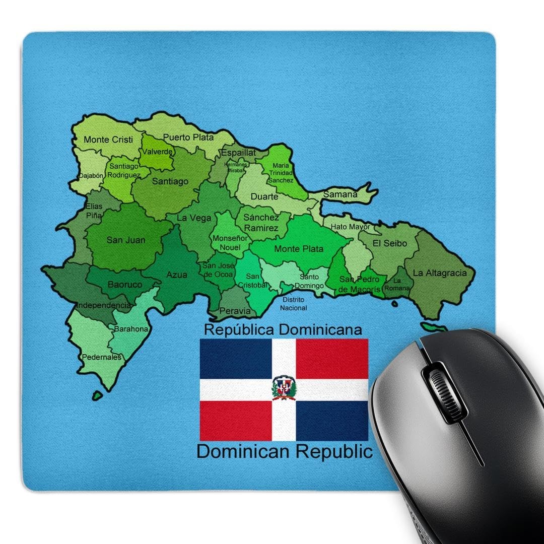 3dRose Flag and Map of Dominican Republic 8x8 Mouse Pad All Provinces Labeled**