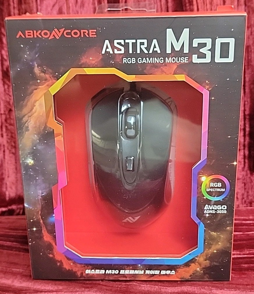 ABKONCORE Astra M30 RGB Wired Gaming Mouse - Avago ADNS-3050 Sensor - NIB