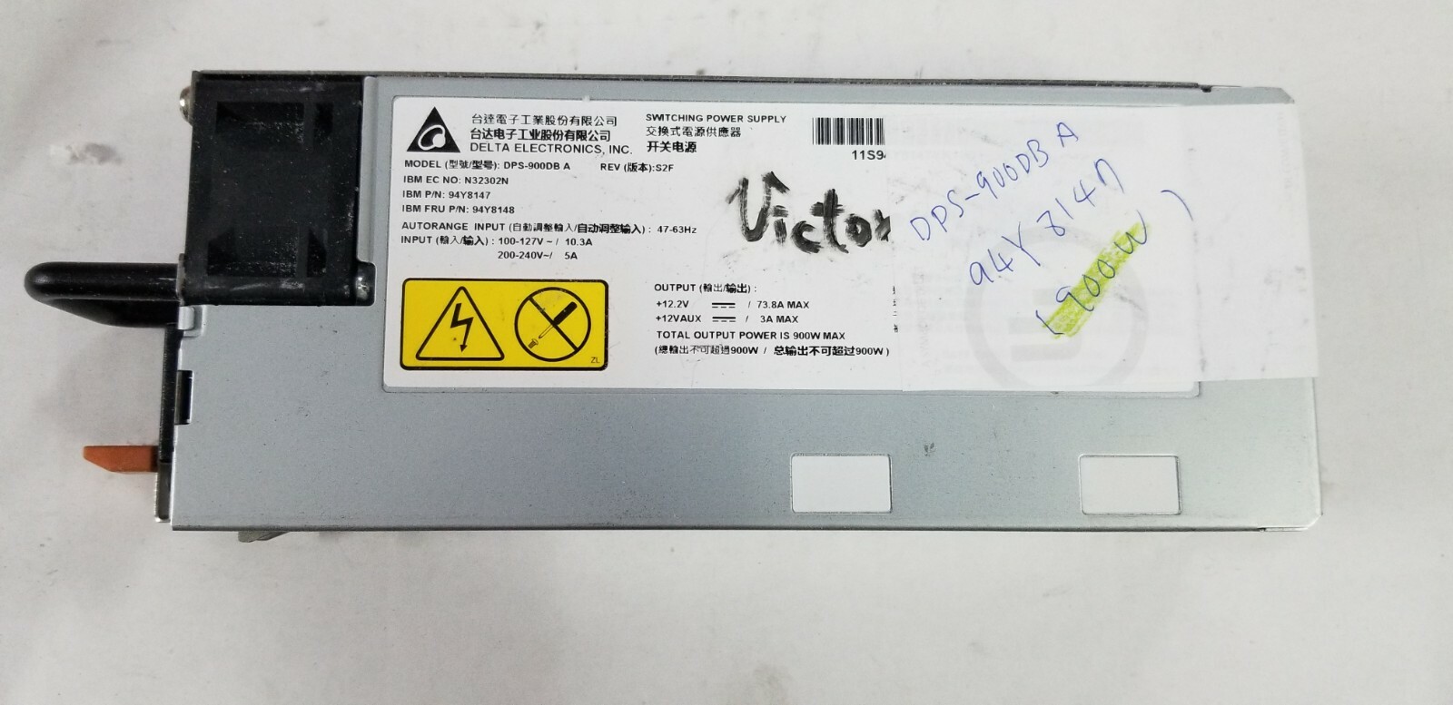 IBM / DELTA ELEC POWER SUPPLY 900W AC 80 PLUS P 94Y8147
