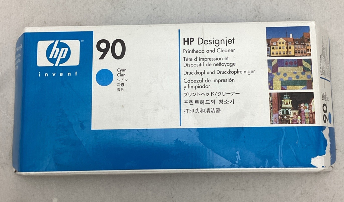 Genuine HP 90 DesignJet Cyan C5055A Printhead and Cleaner 