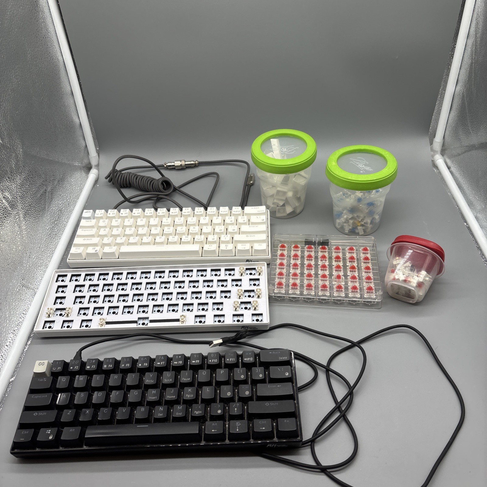 Lot Of 3 RK61 Mechanical Keyboards Plus Extra Keys