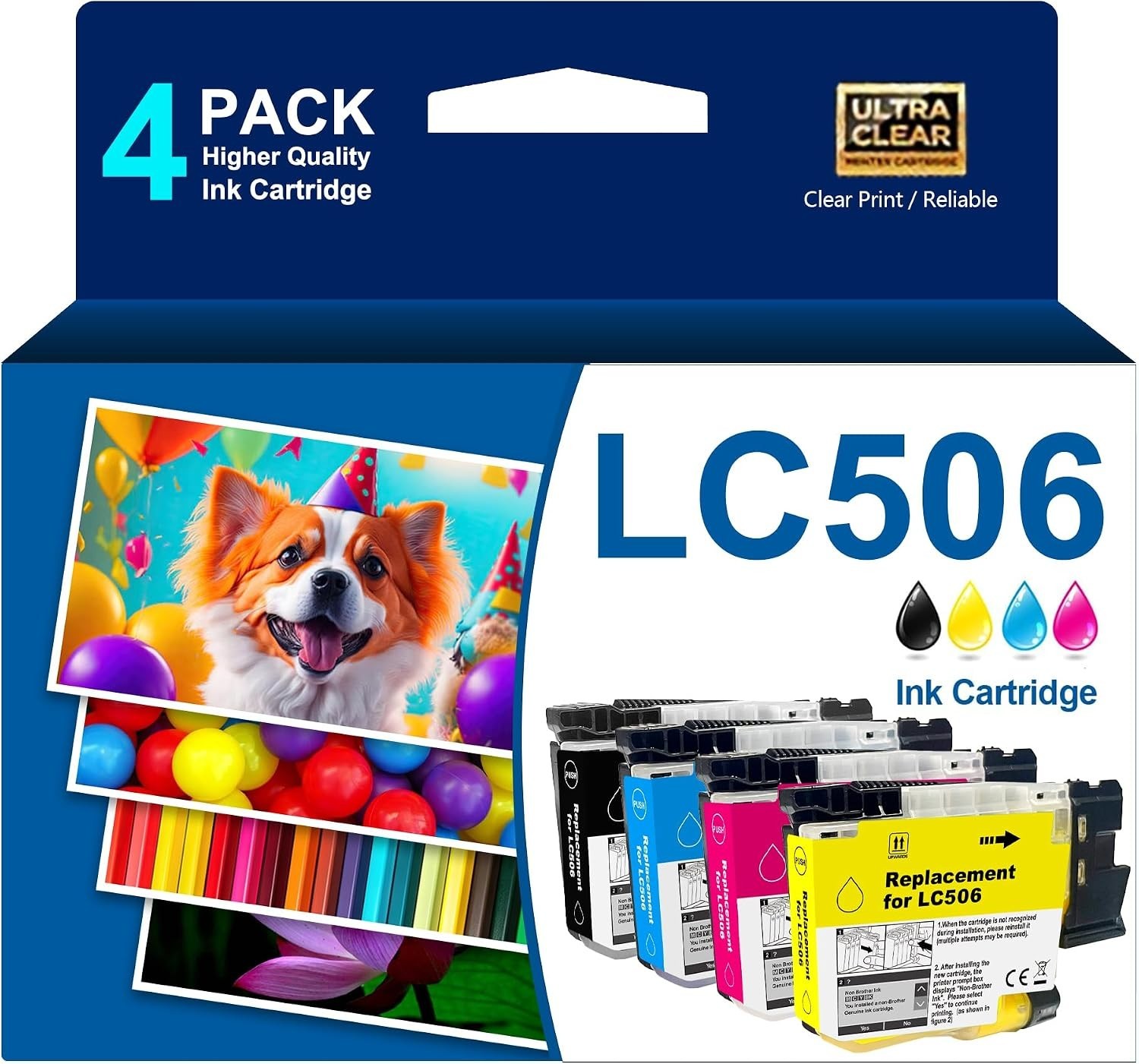 LC506 Ink 4-Pack for Brother MFC-J4355DW MFC-J4555DW MFC-J4557DW CMYK