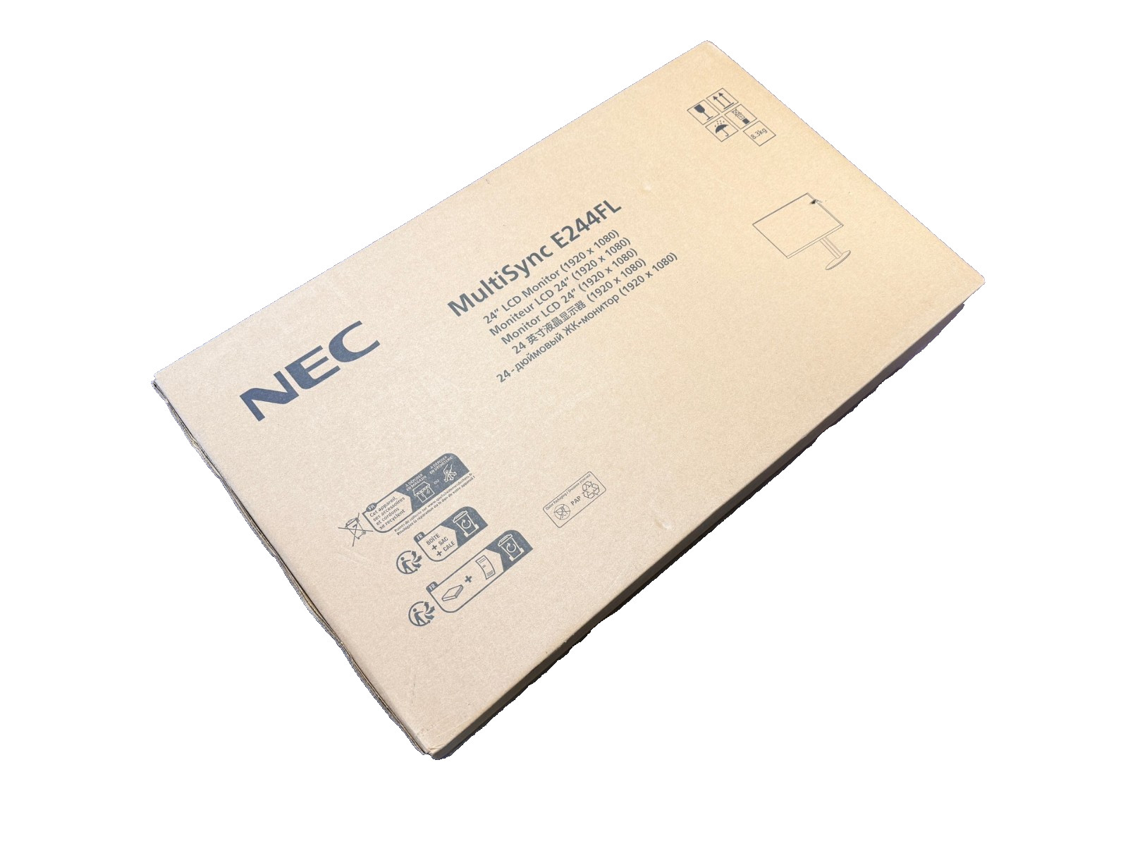 New NEC MultiSync E244FL-BK 24" Display Full HD LED Monitor 16:9 Black