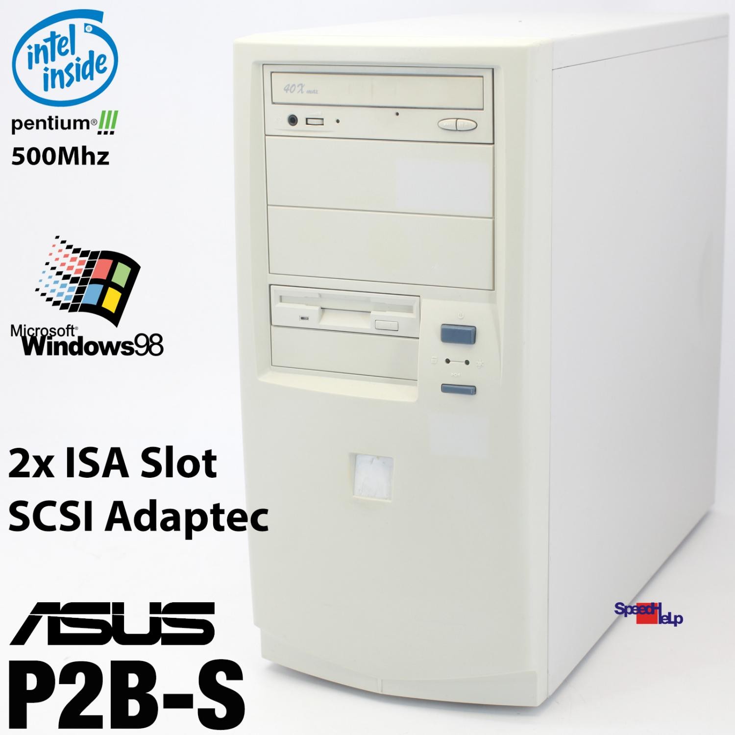 2x ISA SLOT COMPUTER ASUS P2B-S SCSI ADAPTEC PC PENTIUM III 500MHZ LAN LPT SOUND