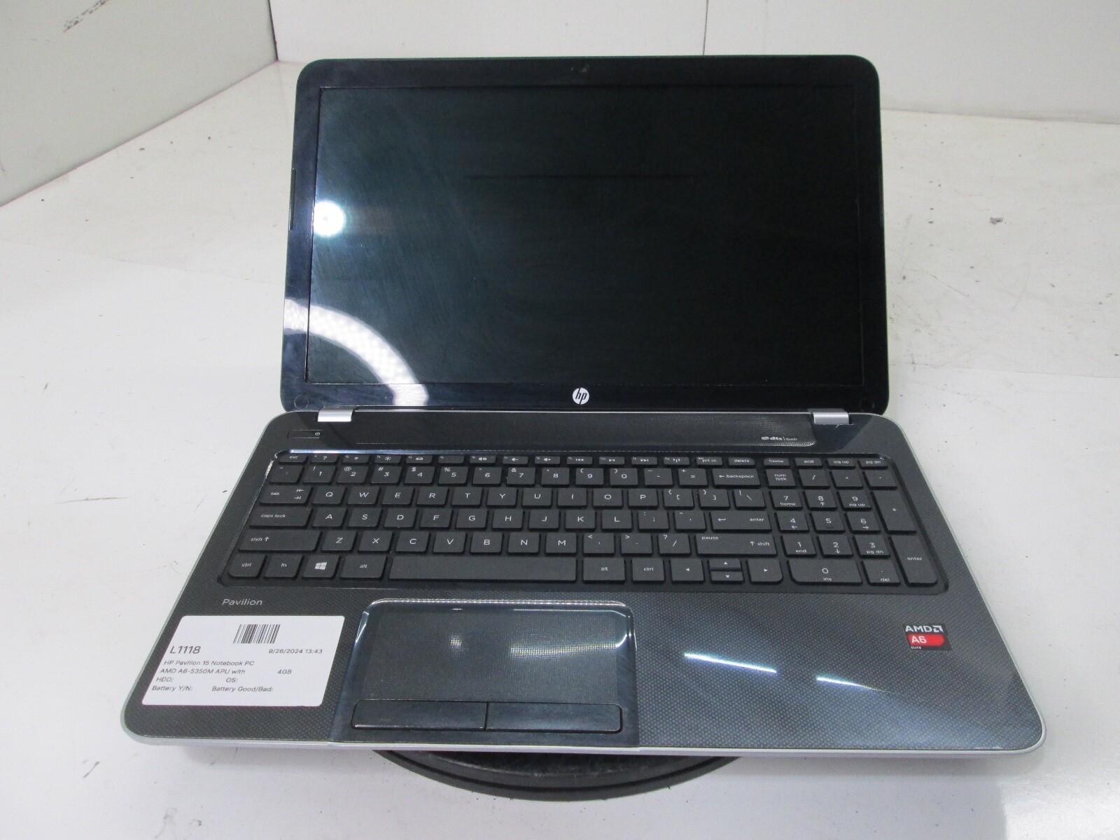 HP Pavilion 15-e010us AMD A6-5350M 2.9GHz 4GB NO HDD NO BAT READ