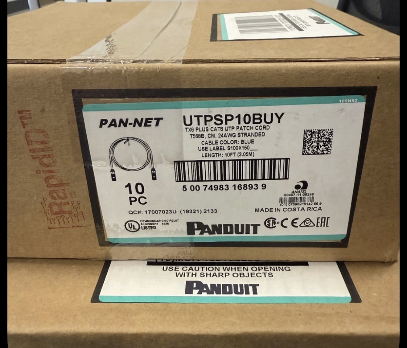 New 1 Case of Panduit Pan-Net UTPSP10BUY Patch Cable 10 Ft patch. *10 Per Case*