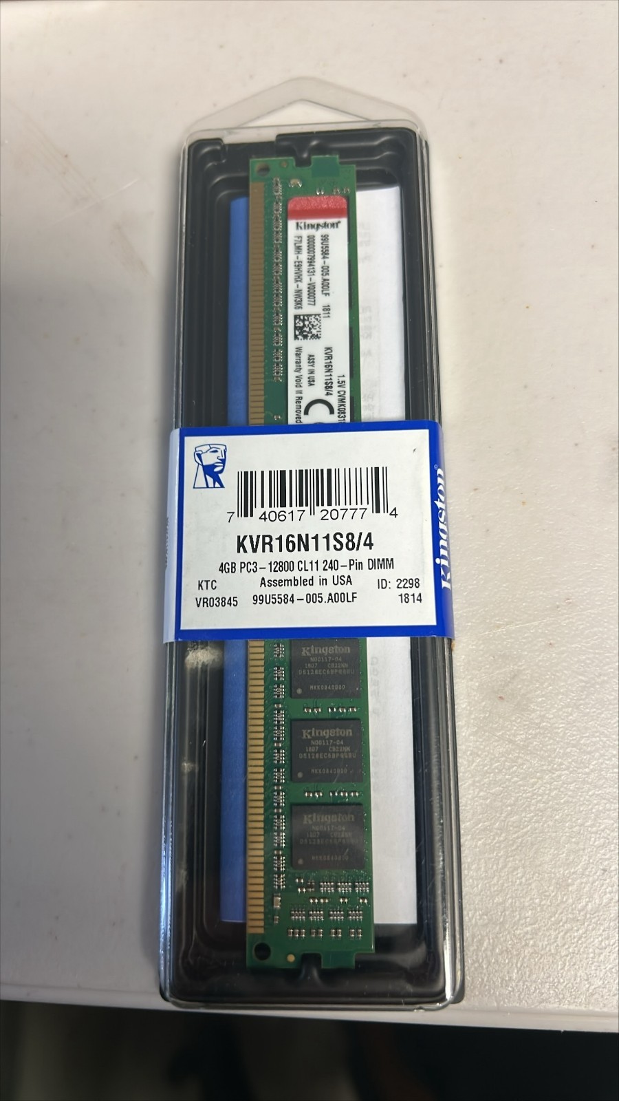 Kingston ValueRAM 4GB DDR3 1600MHz PC3-12800 240-Pin Desktop RAM KVR16N11S8/4