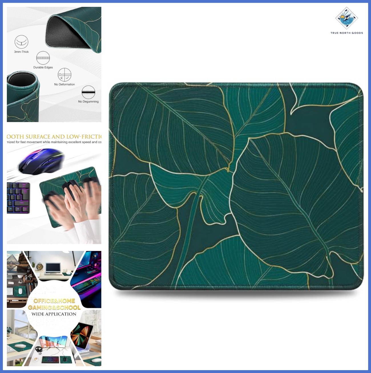 Mouse Pad 10.2x8.3in Leaf Design Durable Anti-Slip Washable Surface