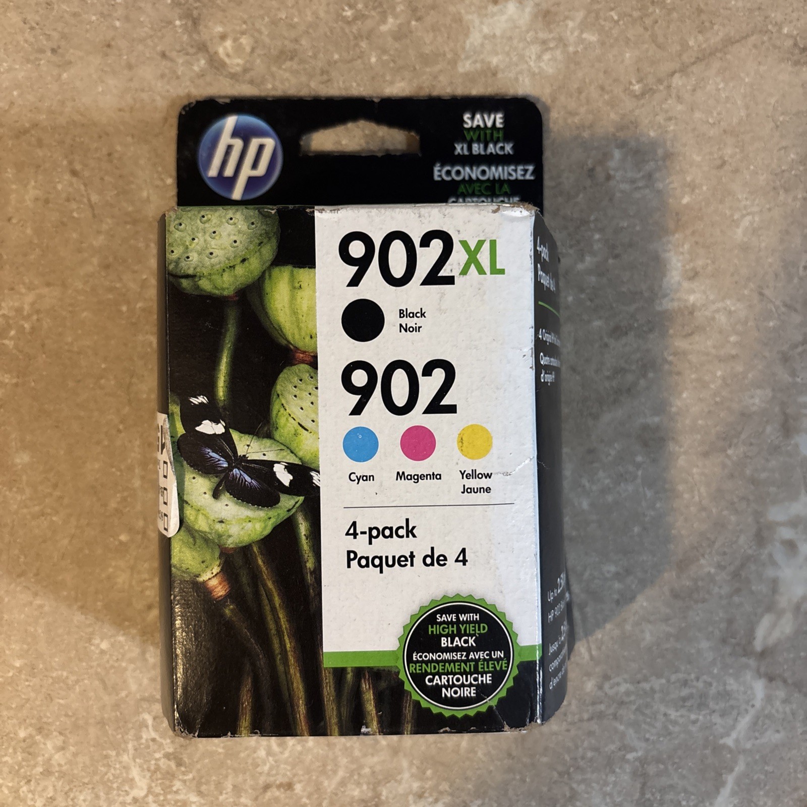 NEW SEALED Genuine HP 902XL Black and Color 4PK Ink Cartridges. EXP 2023