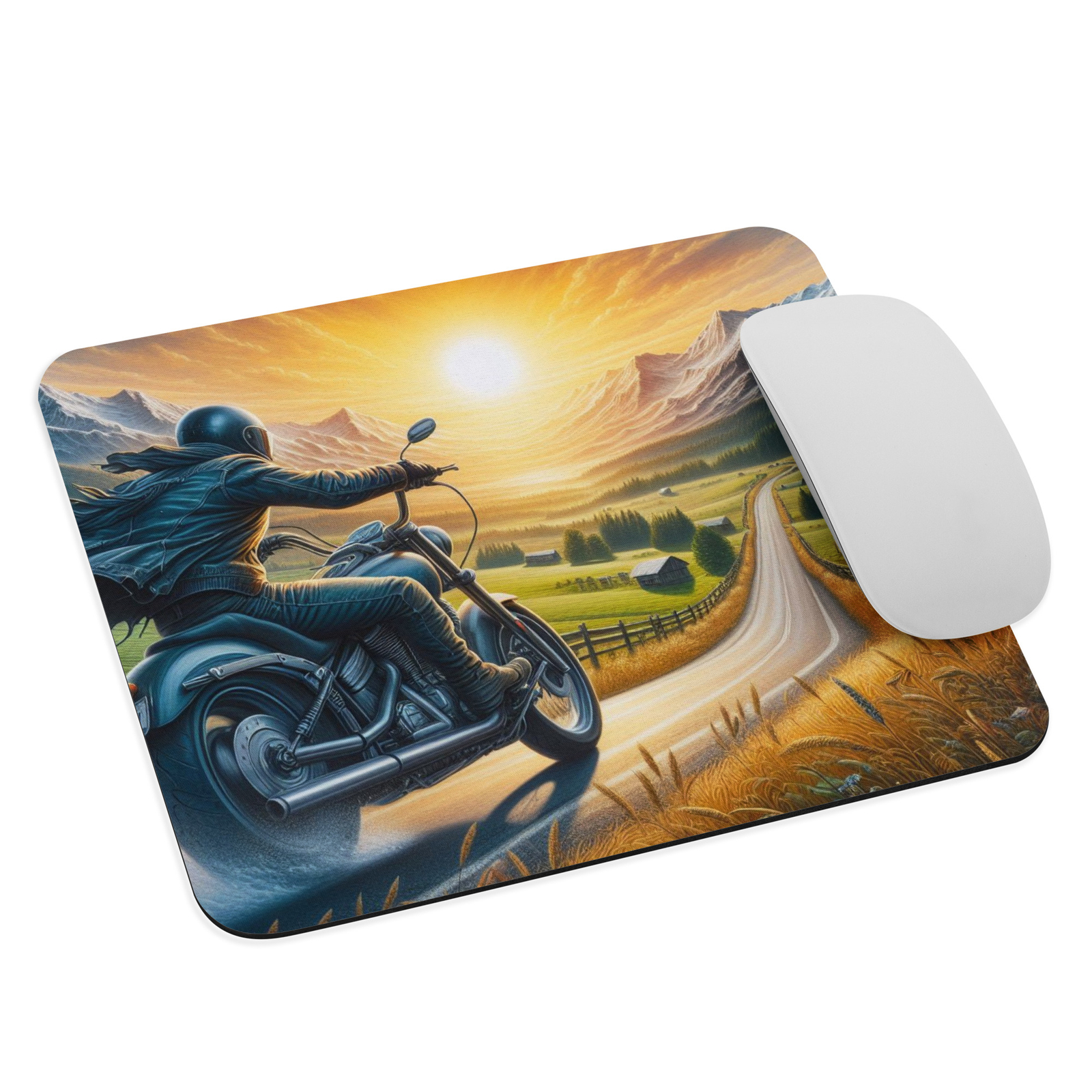 Motorcycle Rider Biker Themed Mouse Pad NEW Open Road