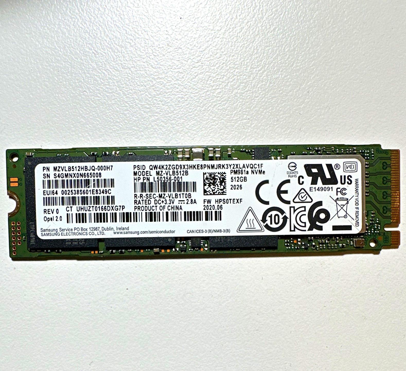Samsung PM981a 512GB M.2 2280 NVMe Internal SSD MZ-VLB512B MZVLB512HBJQ-000H7