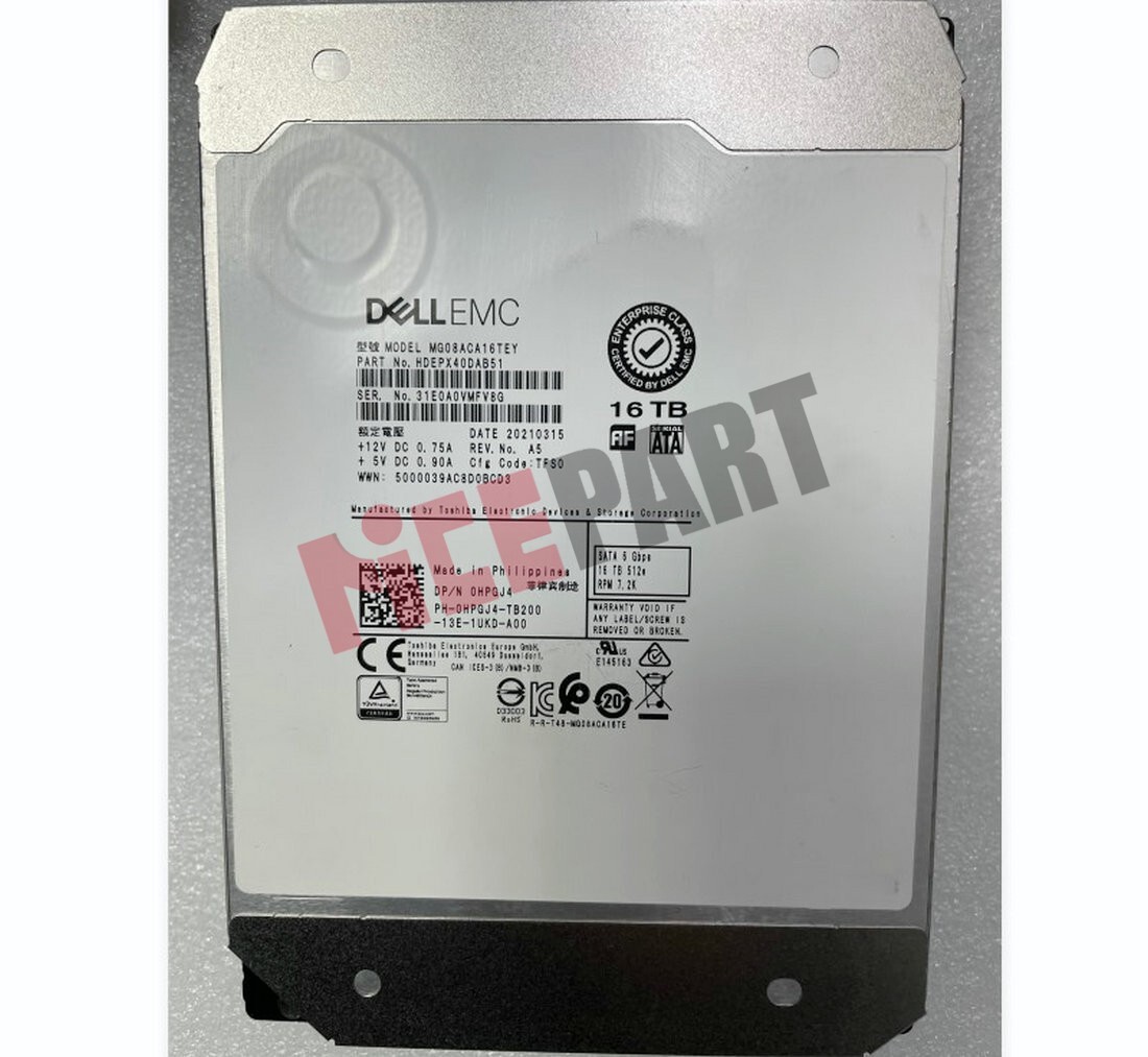Dell HPGJ4 0HPGJ4 16TB 7.2K SATA 3.5" 6Gbps MG08ACA16TEY Hard Disk