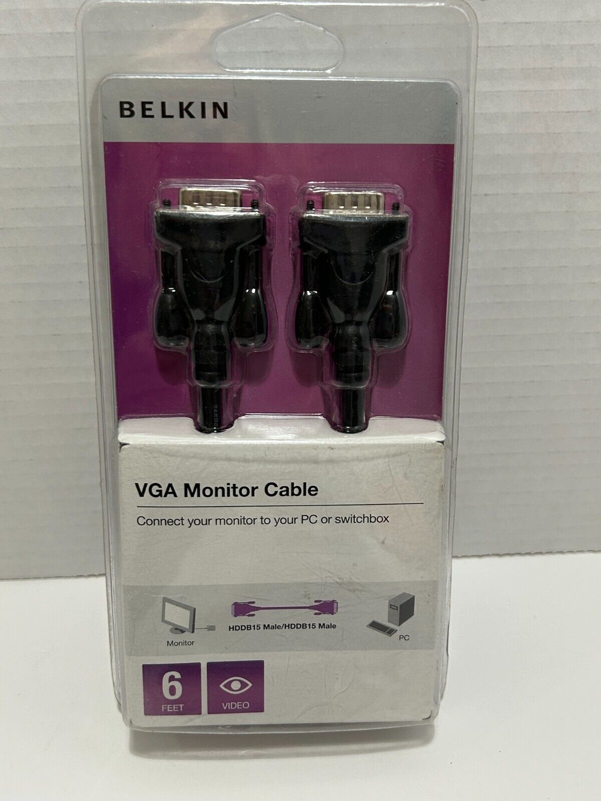 Belkin 6 Foot VGA Video Cable Connect Monitor to PC or Switchbox New