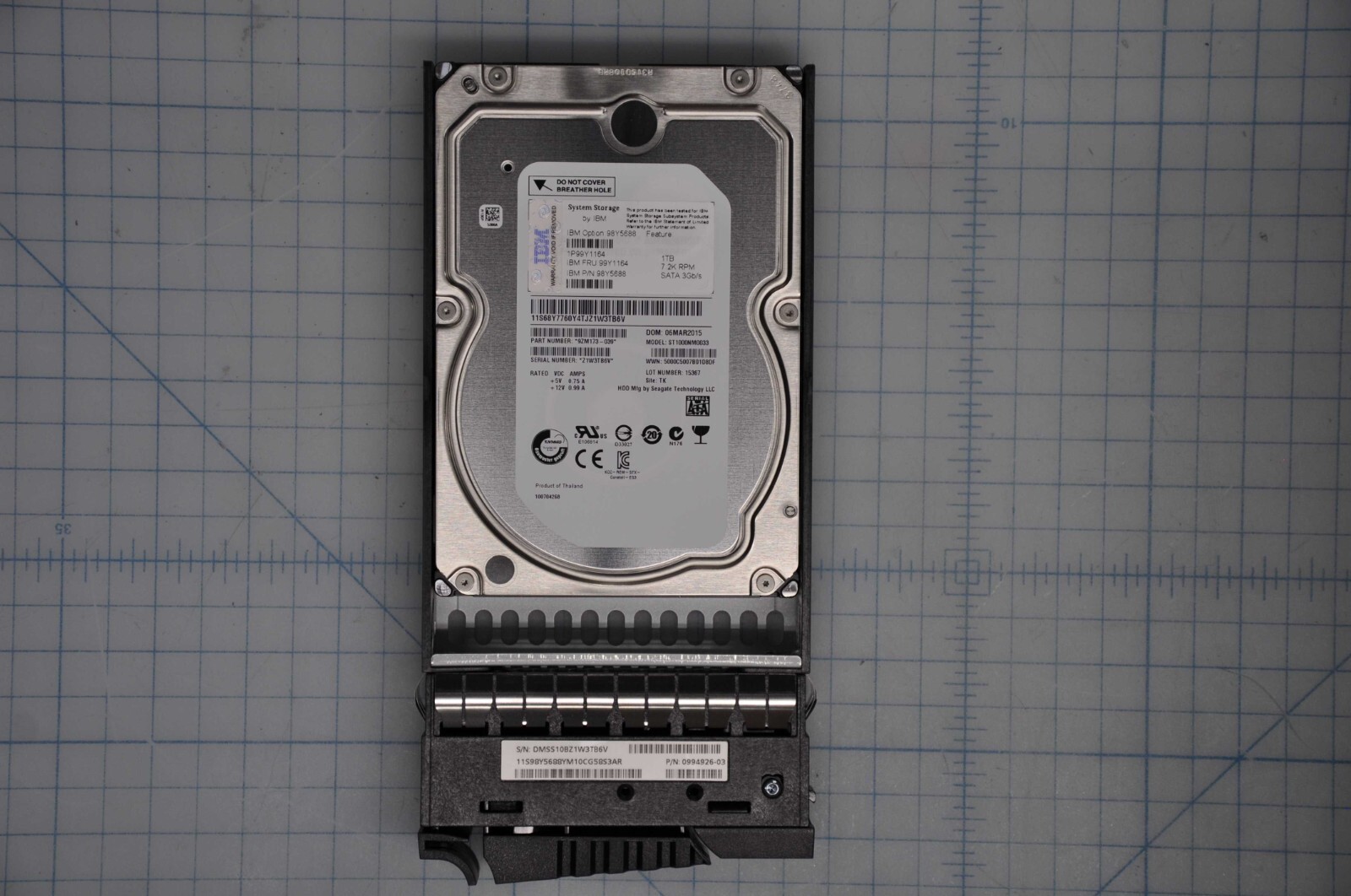 IBM 1TB 7200RPM SATA 6GBPS 3.5IN Hard Drive Grade A 99Y1164