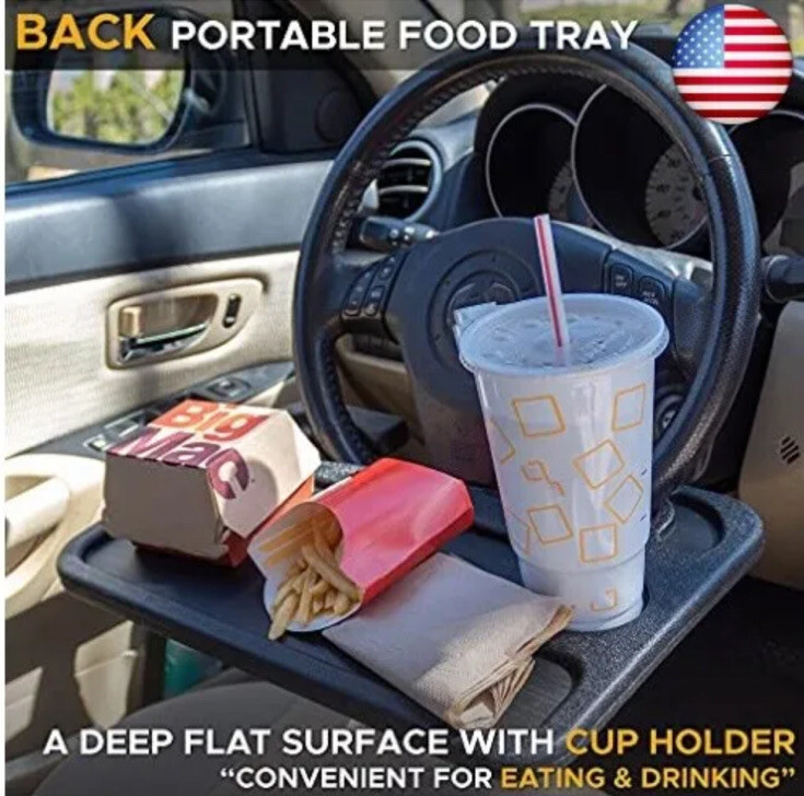EcoNour 2 in 1 Car Steering Wheel Desk | Steering Wheel Tray for Laptop Car