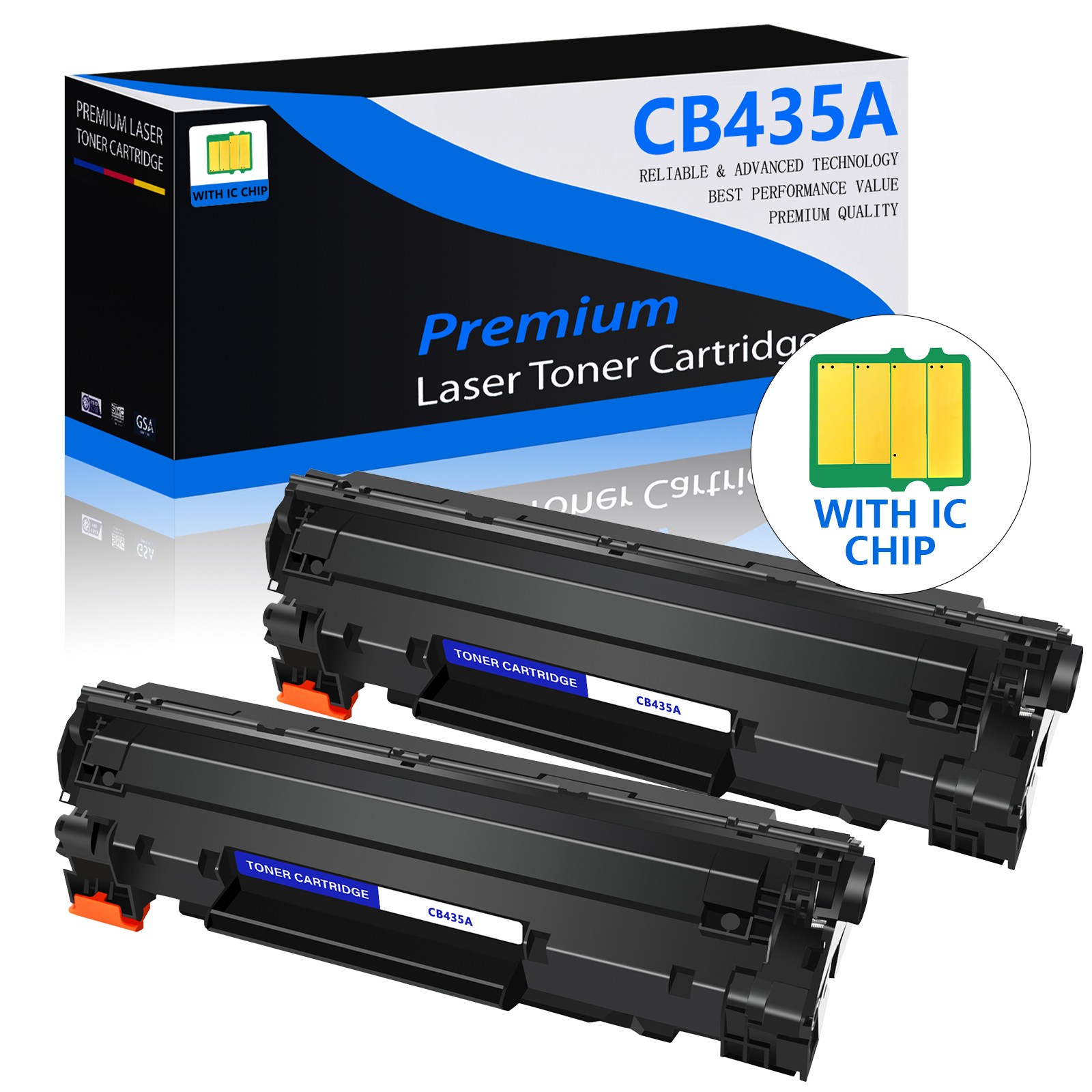 2 PACK - CB435A 35A Toner Cartridge for HP LaserJet P1005 P1006 P1003 P1009