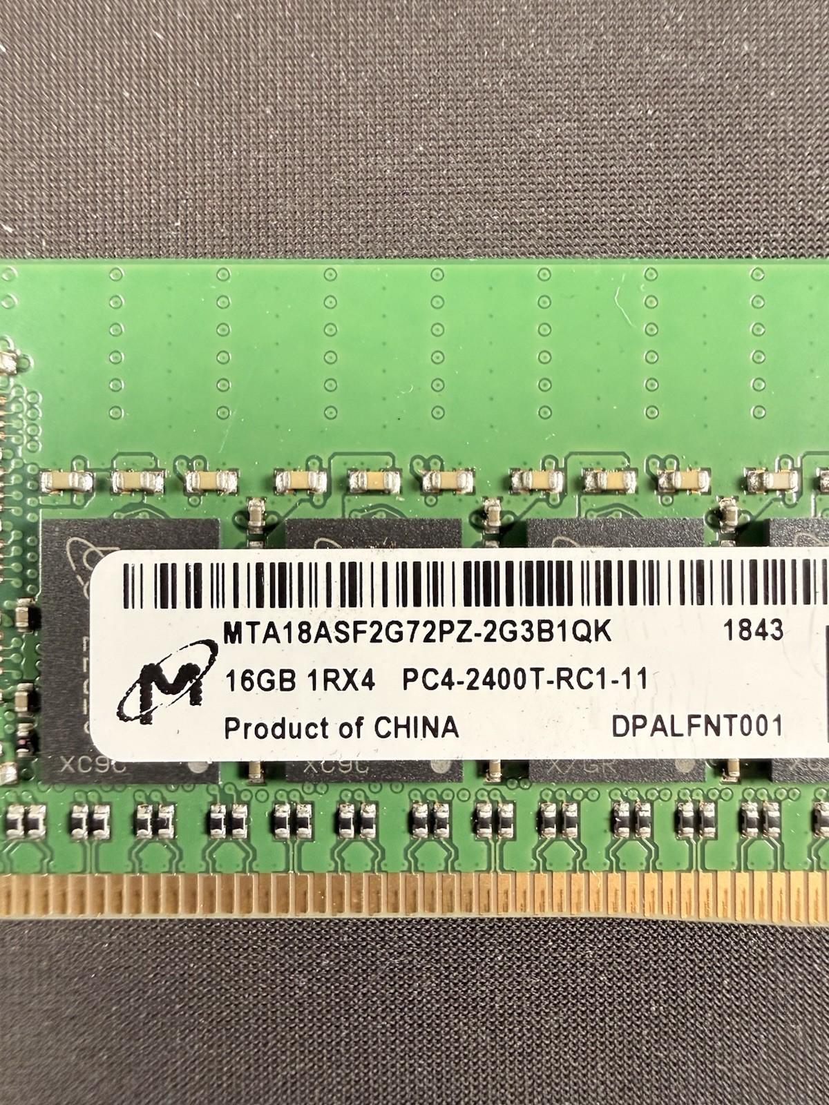 Micron 16GB DDR4-2400 ECC RDIMM 1Rx4 Server RAM MTA18ASF2G72PZ-2G3B1 PC4-19200