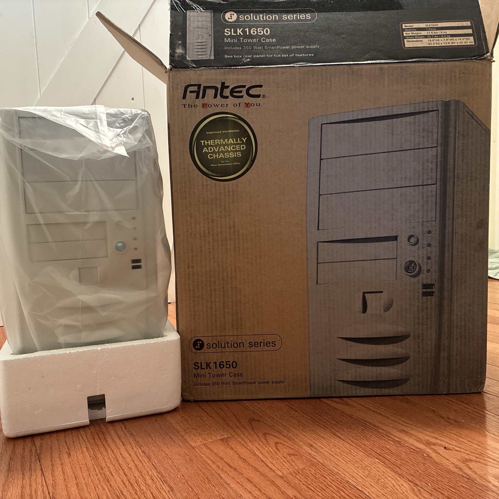Antec SLK1650 Beige ATX Mini Tower PC Case w/ PSU - NEW - New Old Stock Sleeper