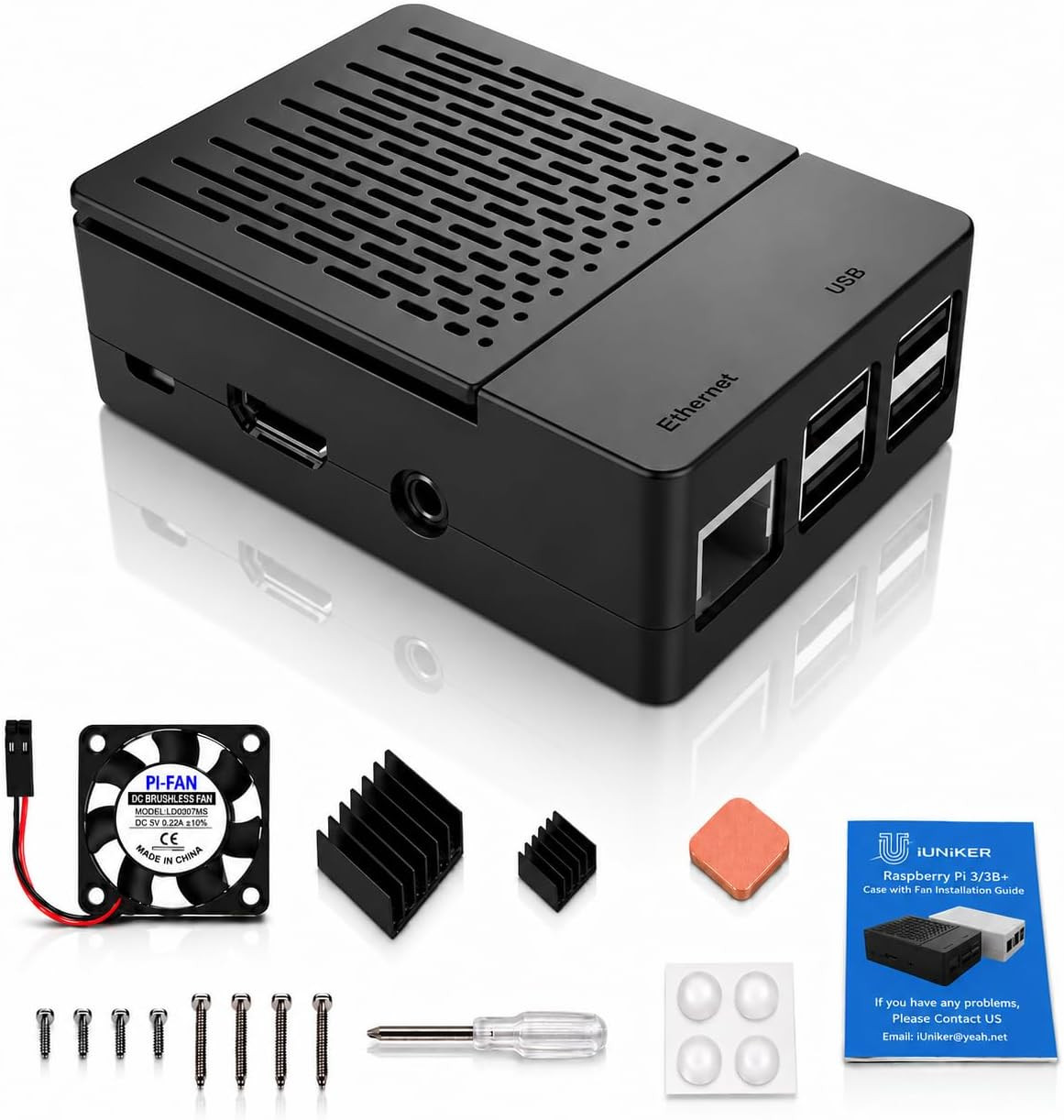 Iuniker ABS Case Compatible with Raspberry Pi 3B+ / 3B, Raspberry Pi 3 Case with