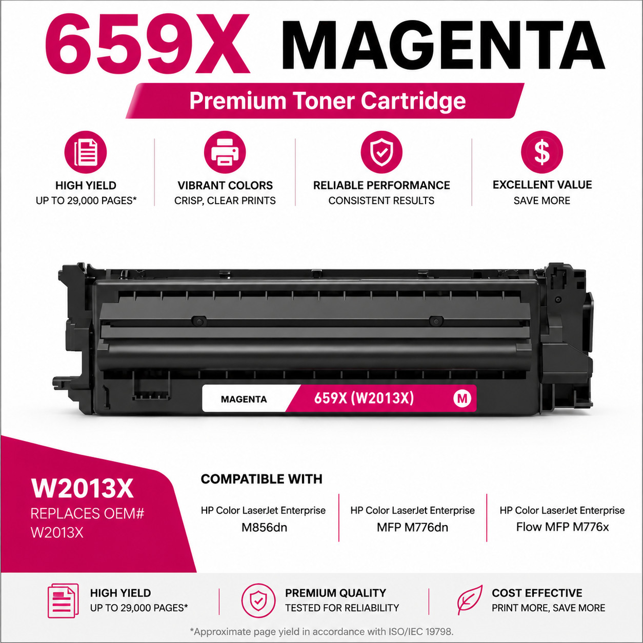 Premium 659X W2013X Magenta Toner Cartridge High Yield 29K Pages M856 M776 New