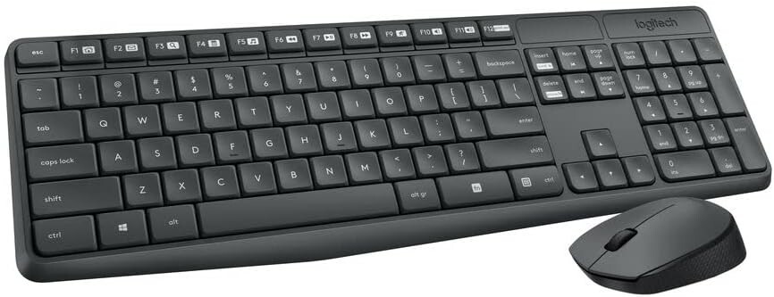 Logitech MK235 Wireless Keyboard and Mouse Combo - Full-Size 2.4GHz USB Black