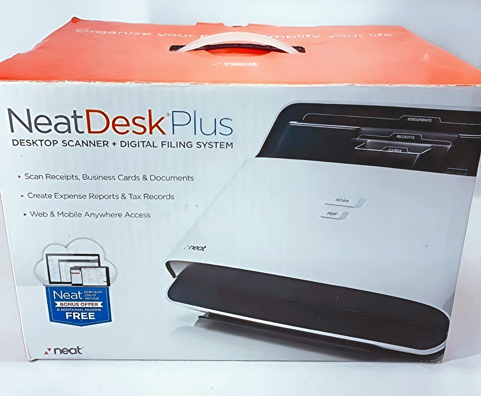 NeatDesk Plus Desktop Scanner ND-1000 Digital Filing System Complete Box