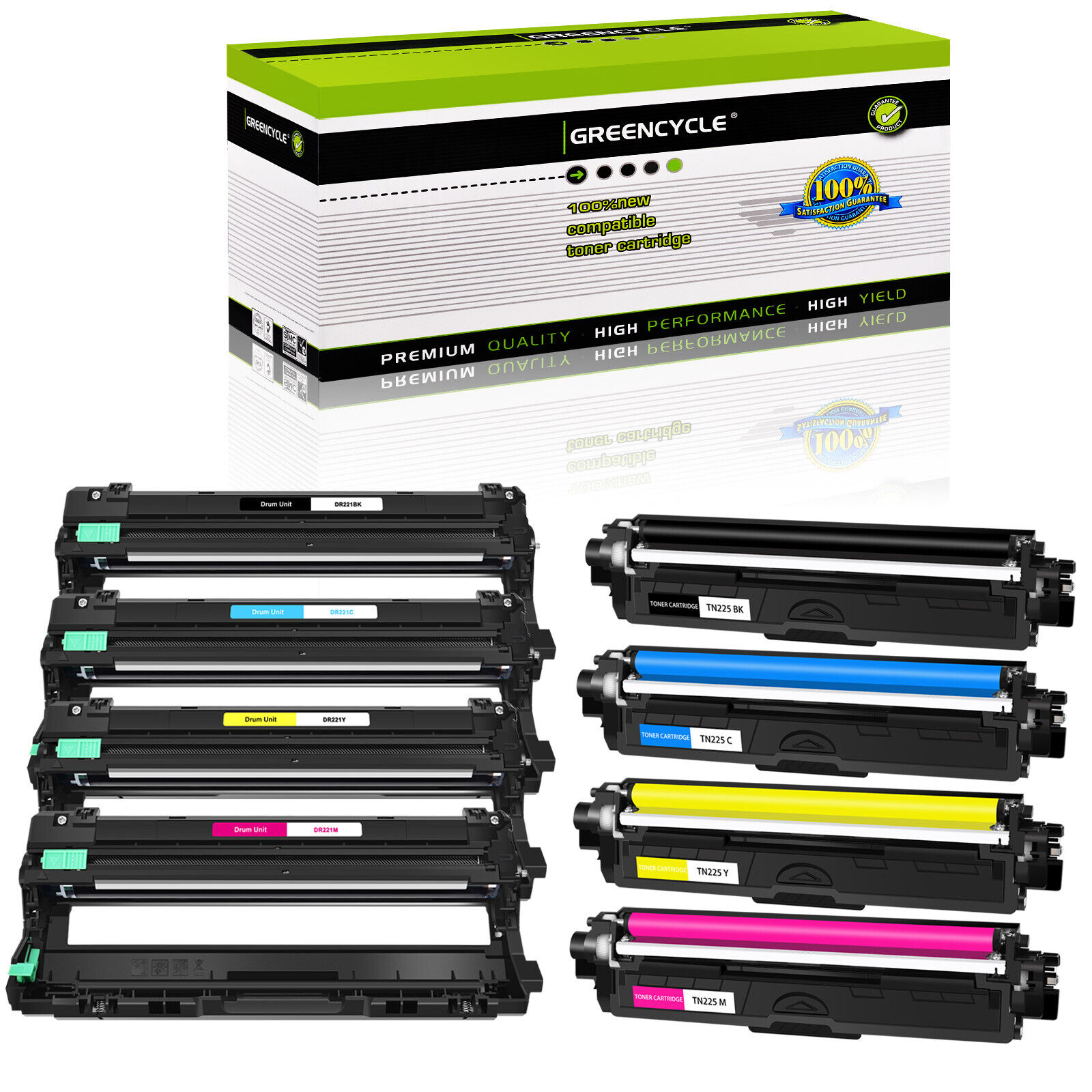 8PK TN221 Toner Cartridge & DR221 Drum Combo Fit for Brother HL3170CDW MFC9130CW