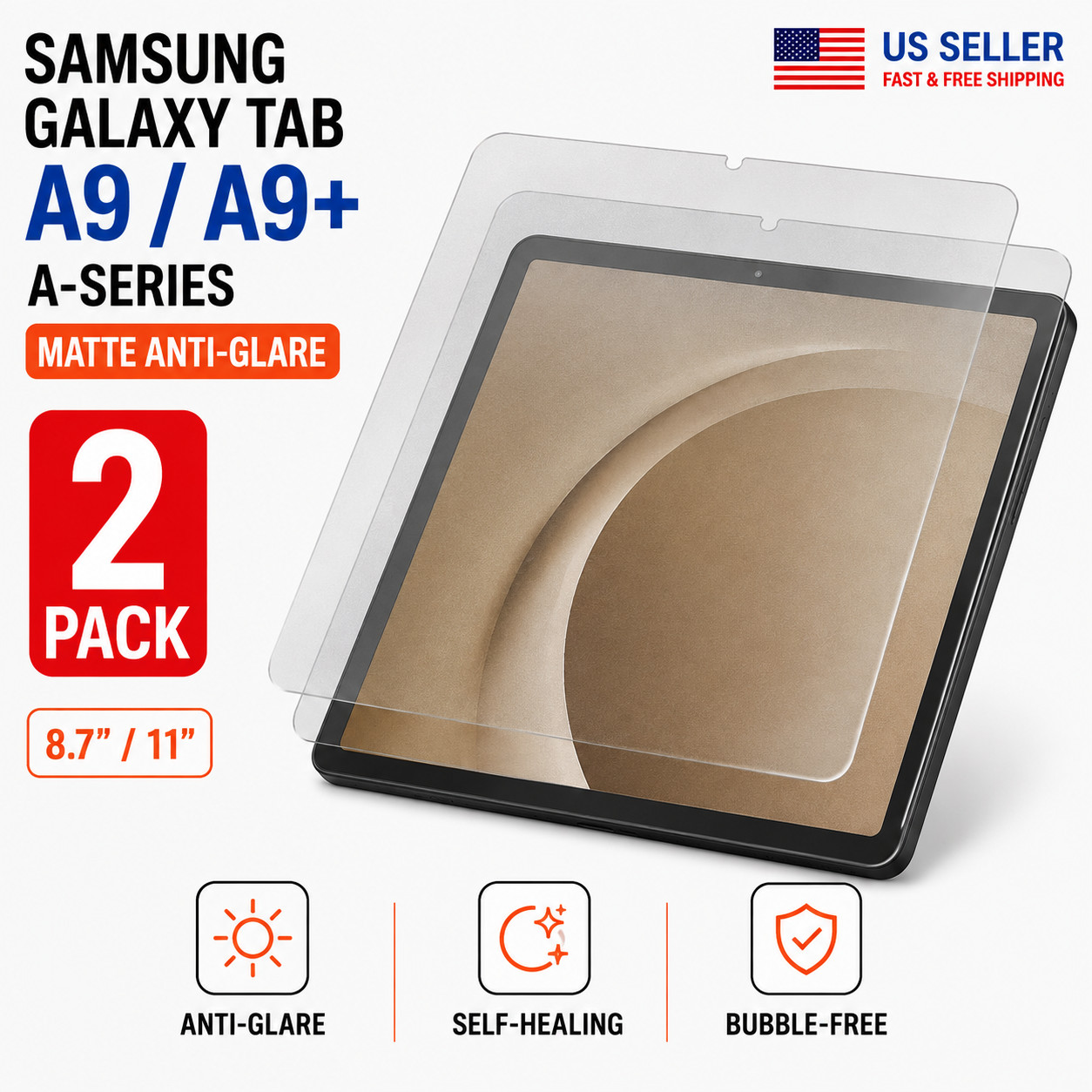 Samsung Galaxy Tab A9 A9+ Anti-Glare Matte Screen Protector Hydrogel 2 Pack