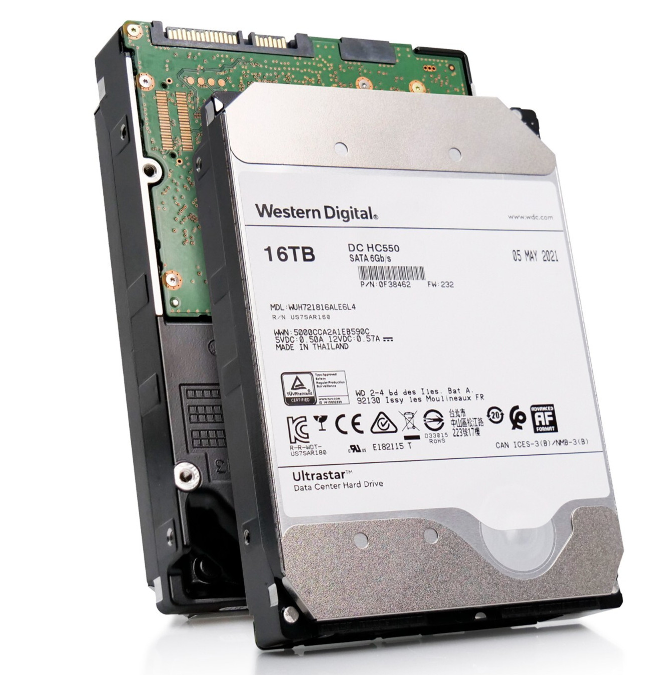 WD Ultrastar DC HC550 16TB WUH721816ALE6L4 0F38462 7.2K SATA 6Gb/s 512e 3.5" HDD