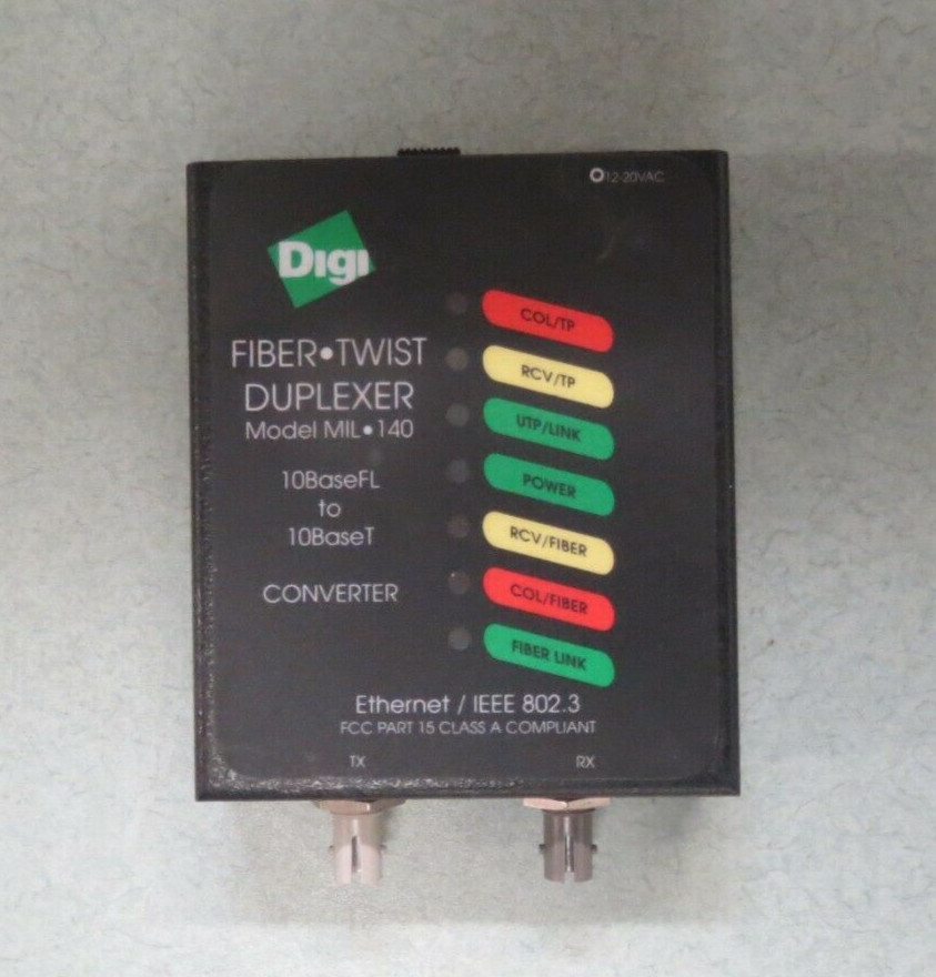 Digi Fiber Twist Duplexer Model mil 140 10-BaseFL to 10-BaseT Converter