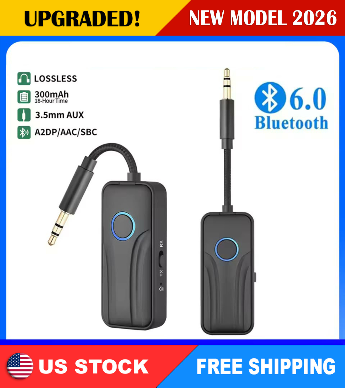 Wireless Bluetooth Receiver 3.5mm AUX Audio Stereo Music Home Car Adapter TO