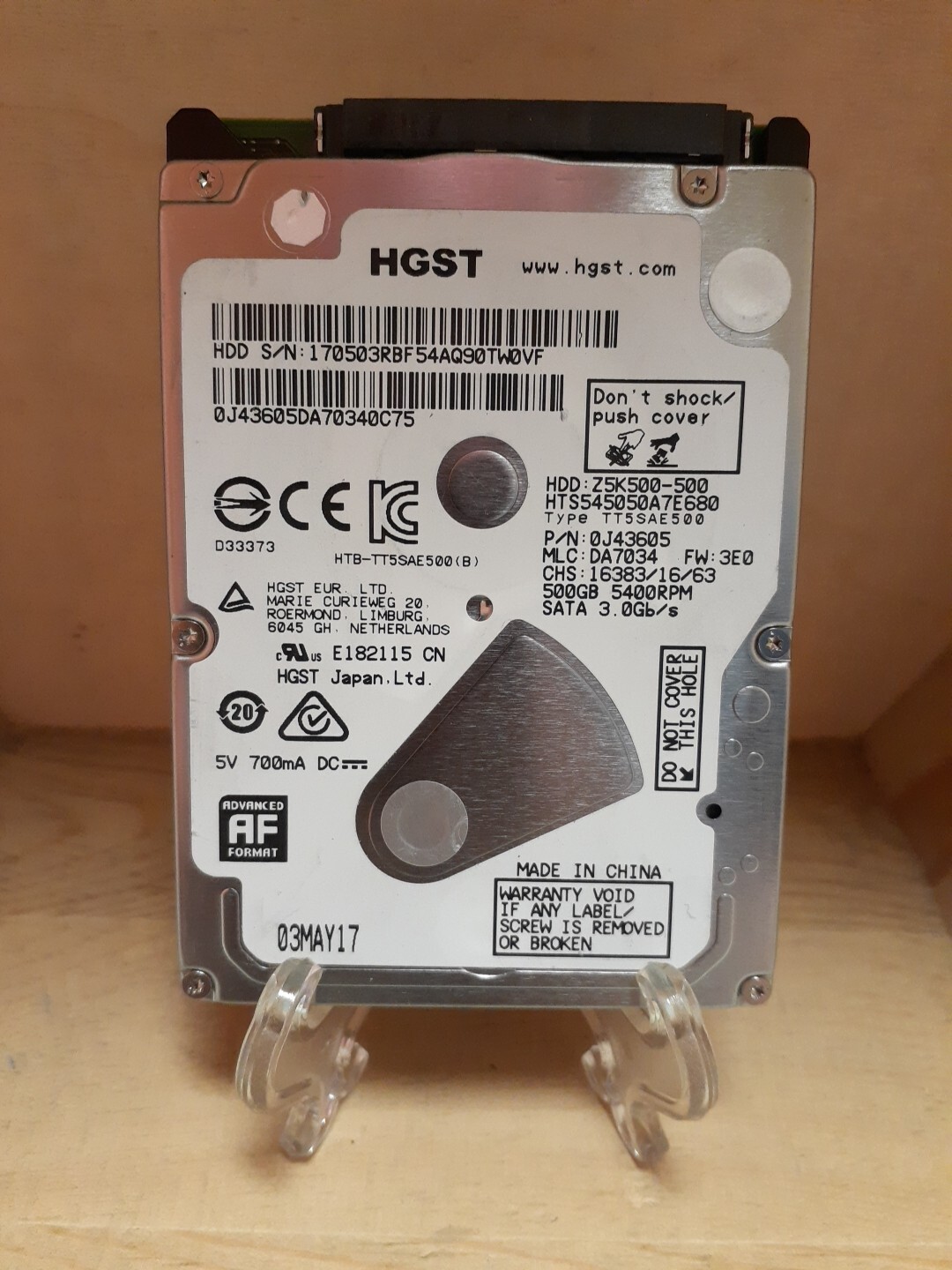 HGST 500G HTS545050A7E680 5400RPM SATA 2.5" Laptop HDD Hard Disk Drive 0J43605