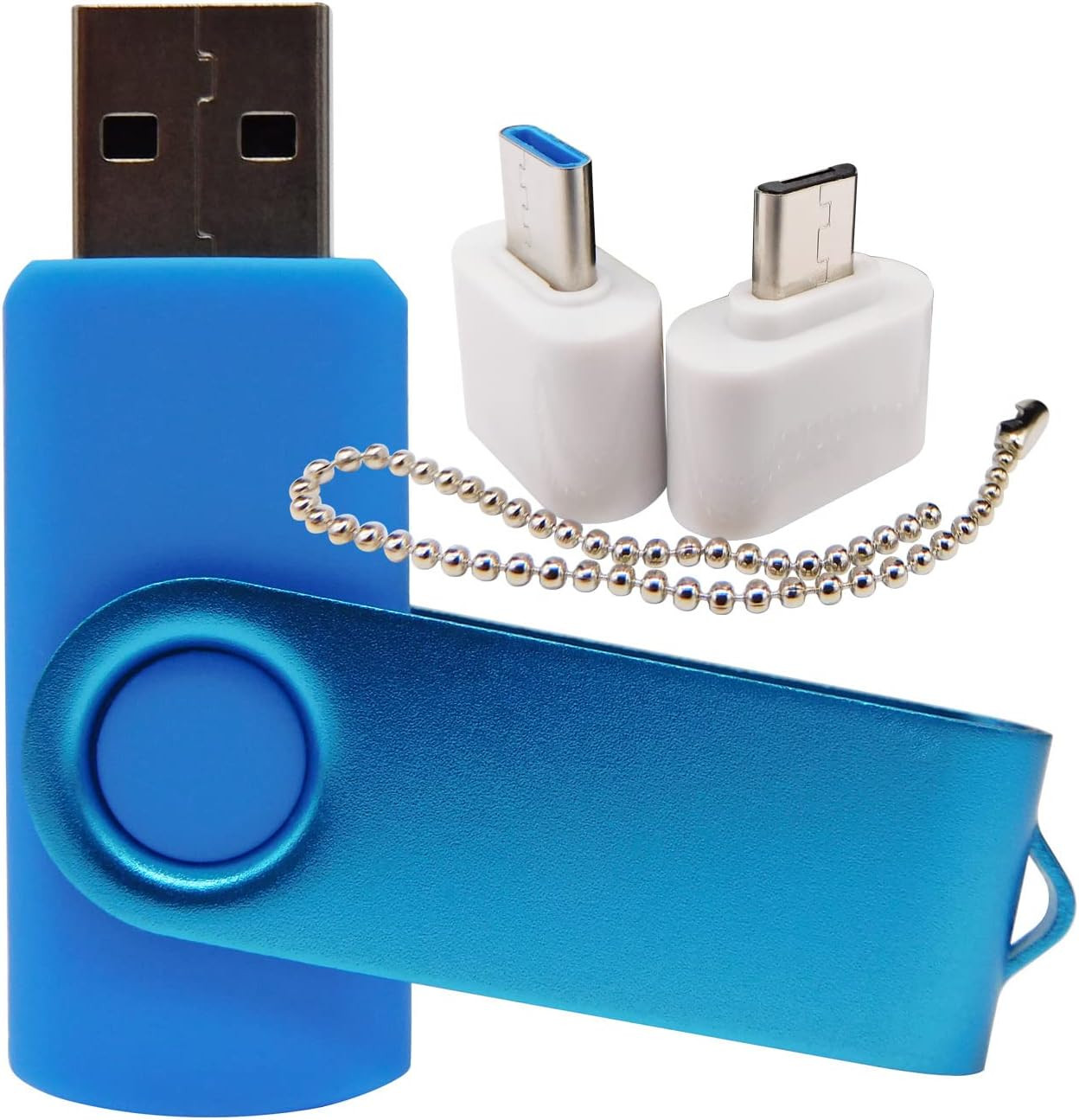 Mini Capacity USB Flash Drive Memory Sticks Thumb Drives with 1 OTG Micro Blue