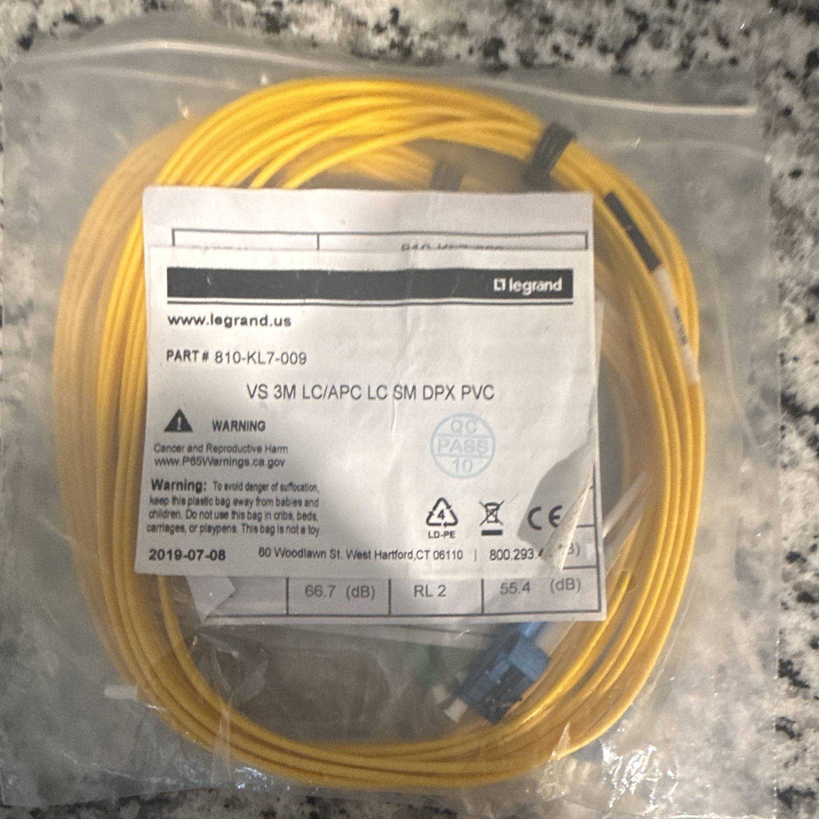 Legrand VS 3m LC-LC Duplex Fiber Optic Patch Cable Yellow 810-KL7-009