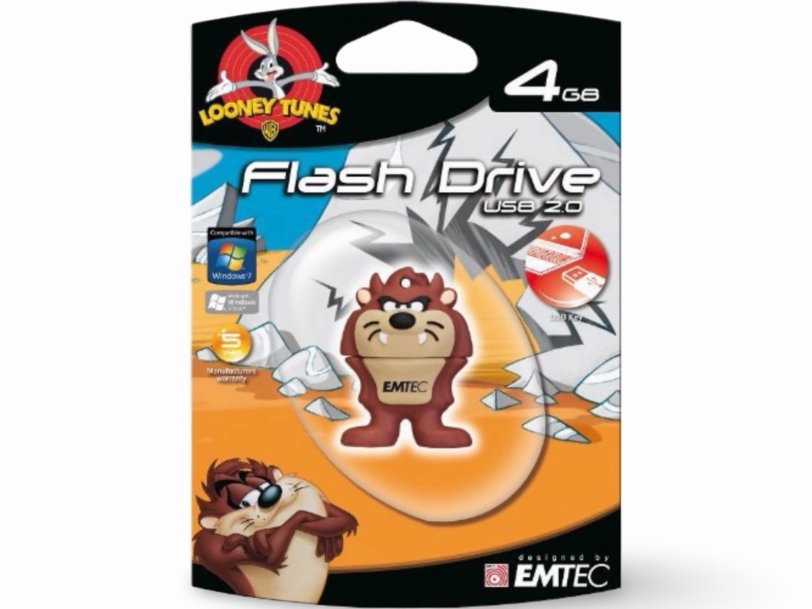 EMTEC TAZ Looney Tunes Tasmanian Devil USB 2.0 Flash Drive 4GB NEW Sealed Vtg.