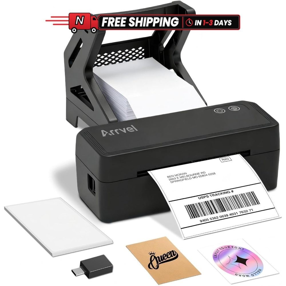Arrvel A42BT Bluetooth Thermal Label Printer with Stand 4x6 Shipping Labels