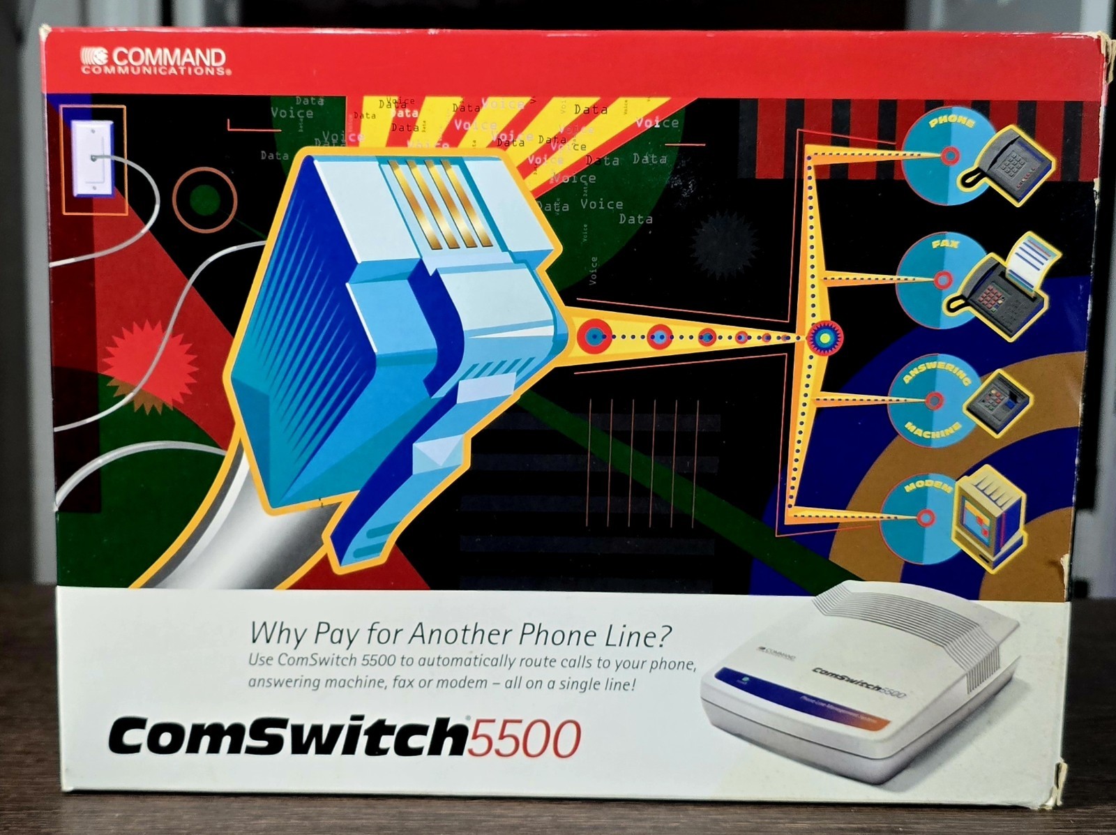 Command Communications ComSwitch 5500 Phone Fax Modem 3-Port Call Switch 