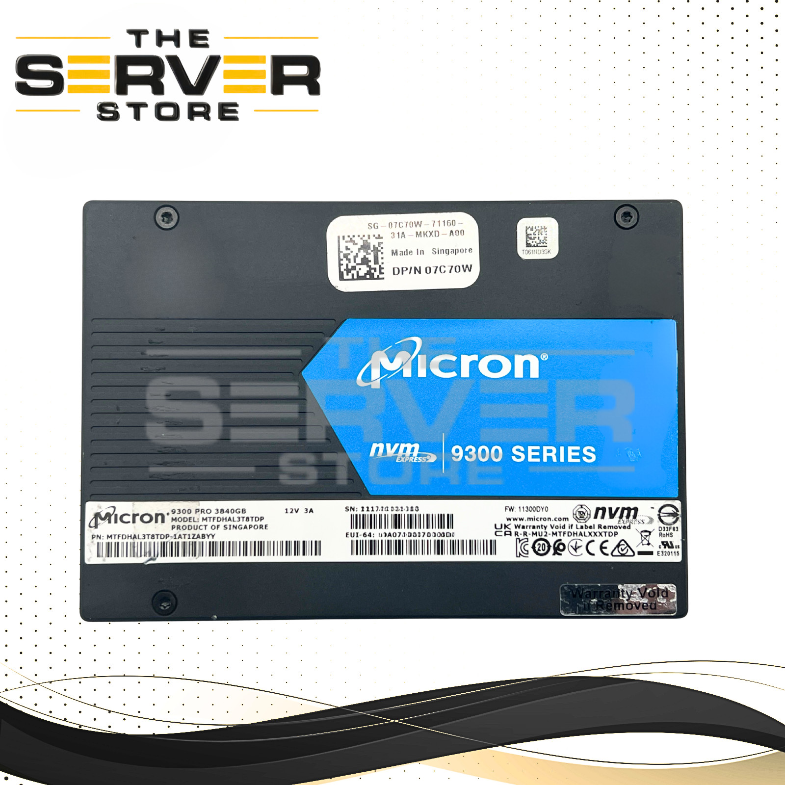 Dell 3.84TB NVMe U.2 PCIe G3 x4 2.5" SSD Micron 9300 MTFDHAL3T8TDP 07C70W 7C70W