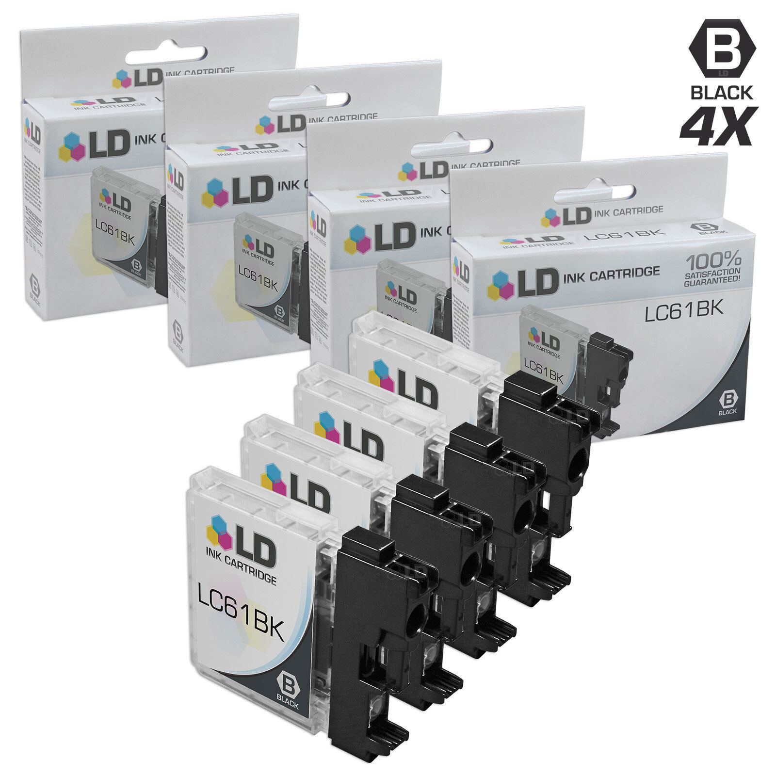 LD Compatible 4PK LC61BK Brother LC61 Black Ink Cartridge MFC-5895cw DCP-585CW