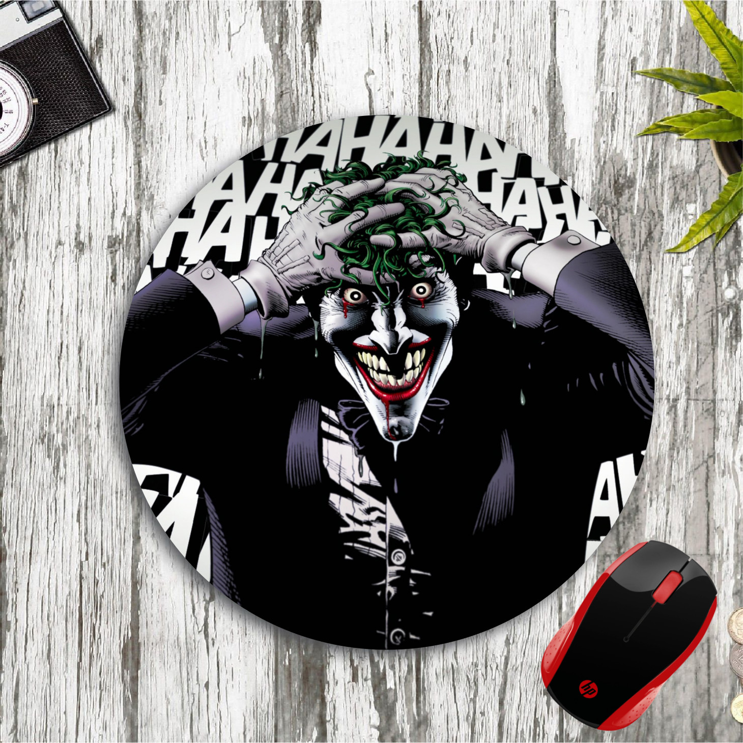 BATMAN JOKER LAUGHING HAHAHA ROUND NEOPRENE MOUSE PAD MAT HOME SCHOOL OFFICE