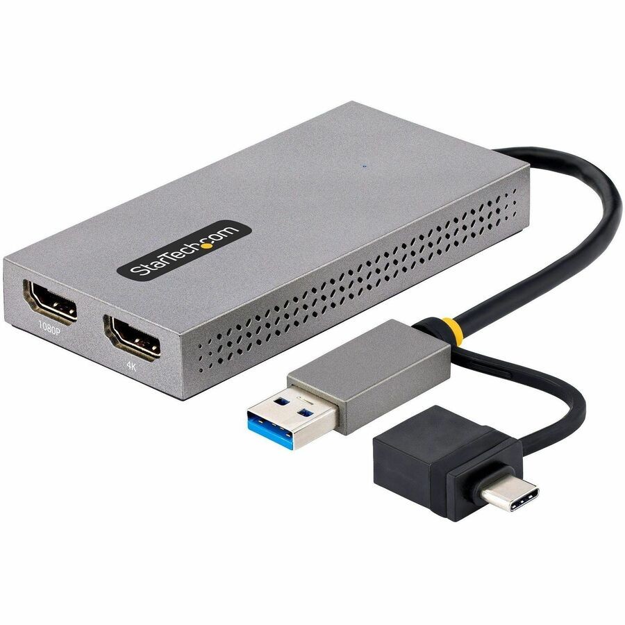 StarTech USB to Dual HDMI Adapter, USB A/C to 2x HDMI Displays (1x 4K30, 1x