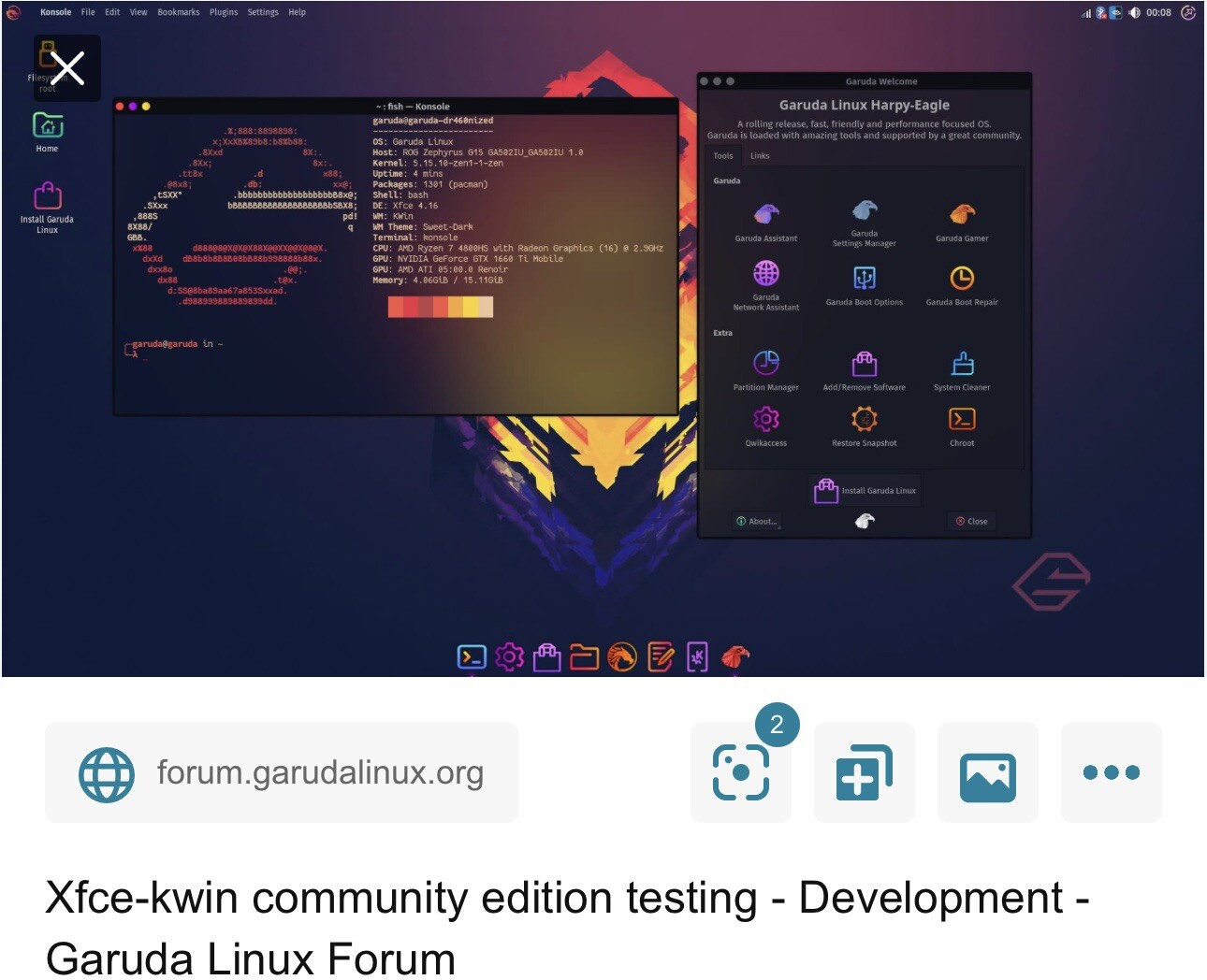 Garuda XFCE Linux Dvd Canada Only LATEST VERSION